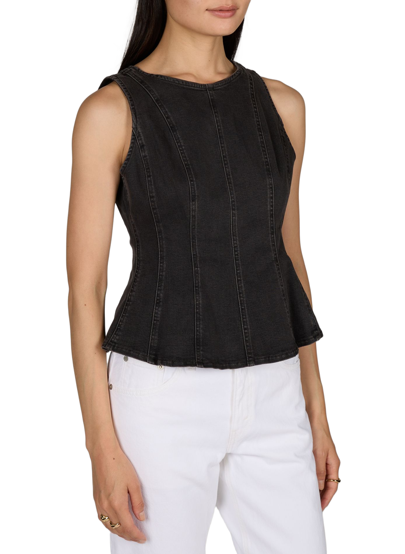 Taillierte ärmellose Bluse aus gemischter Baumwolldenim LEVI'S Schwarz