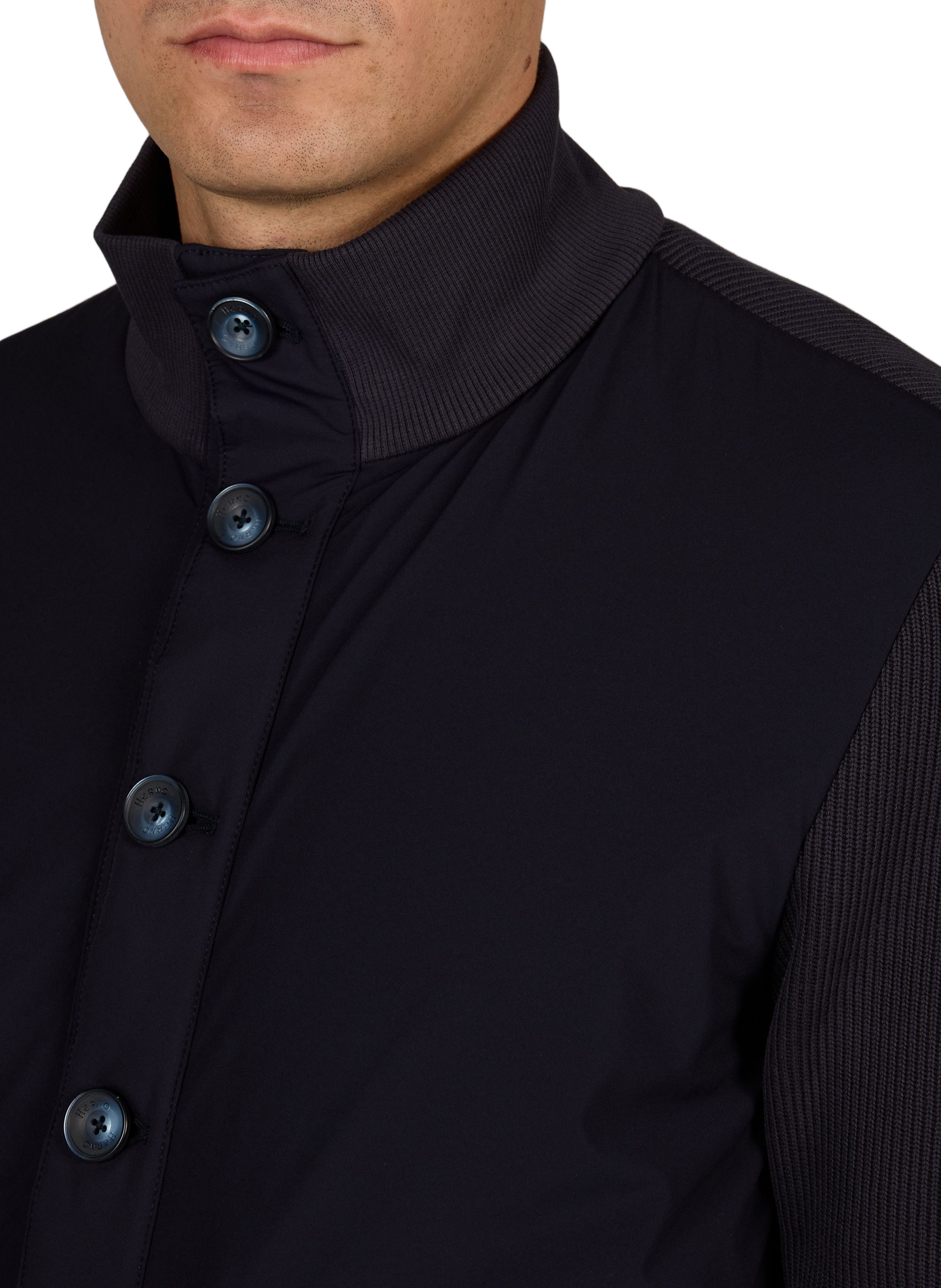 Buttoned high-neck jacket HERNO Blue