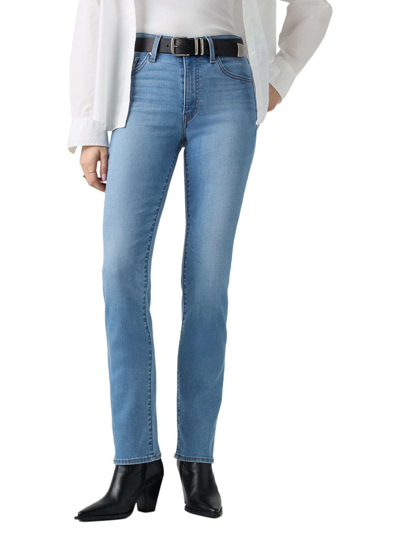 Slim jeans 722 met hoge taille van gemengd katoen LEVI'S Blauw