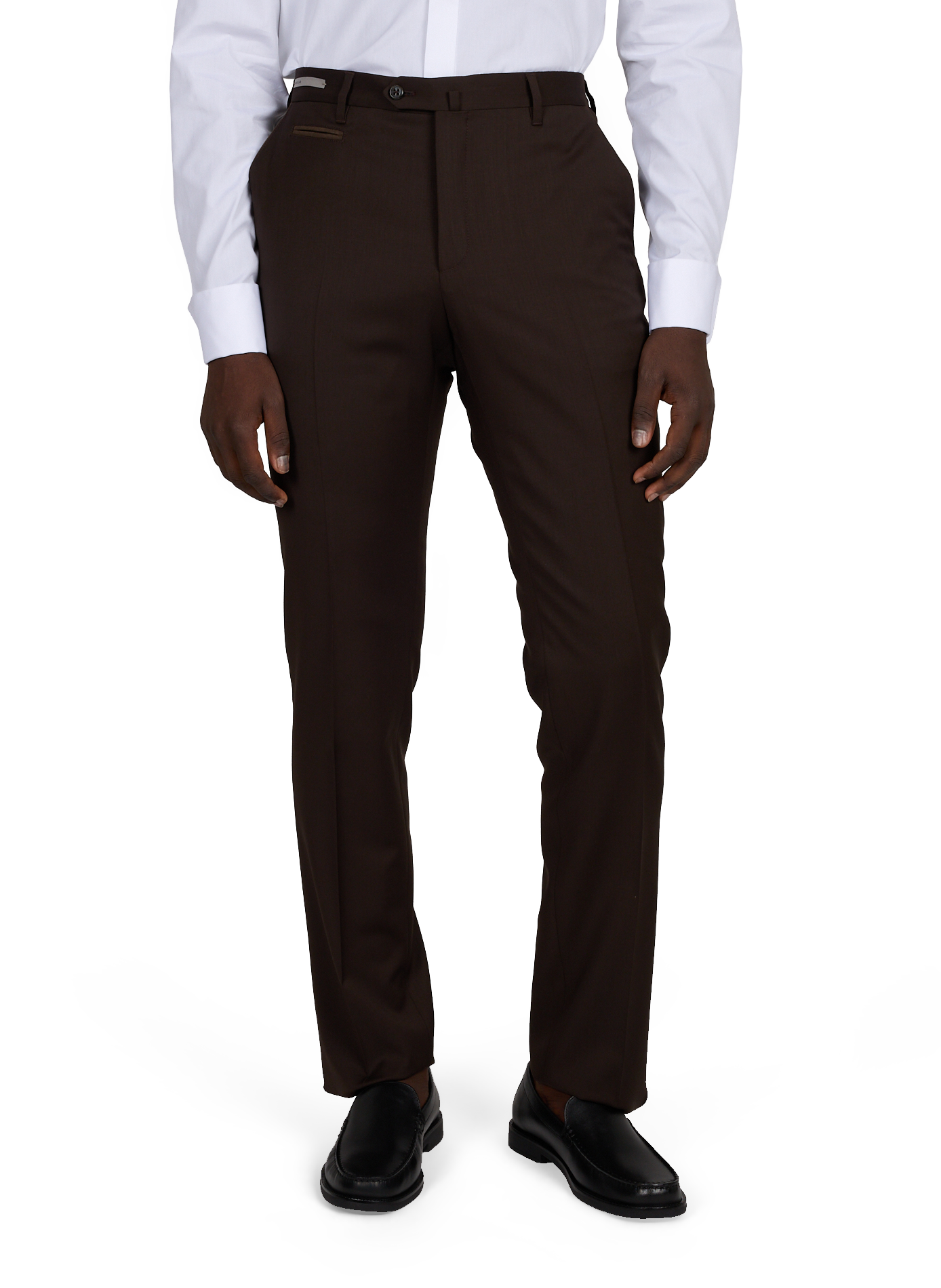 Pantalon droit en laine vierge et cachemire CORNELIANI Marron