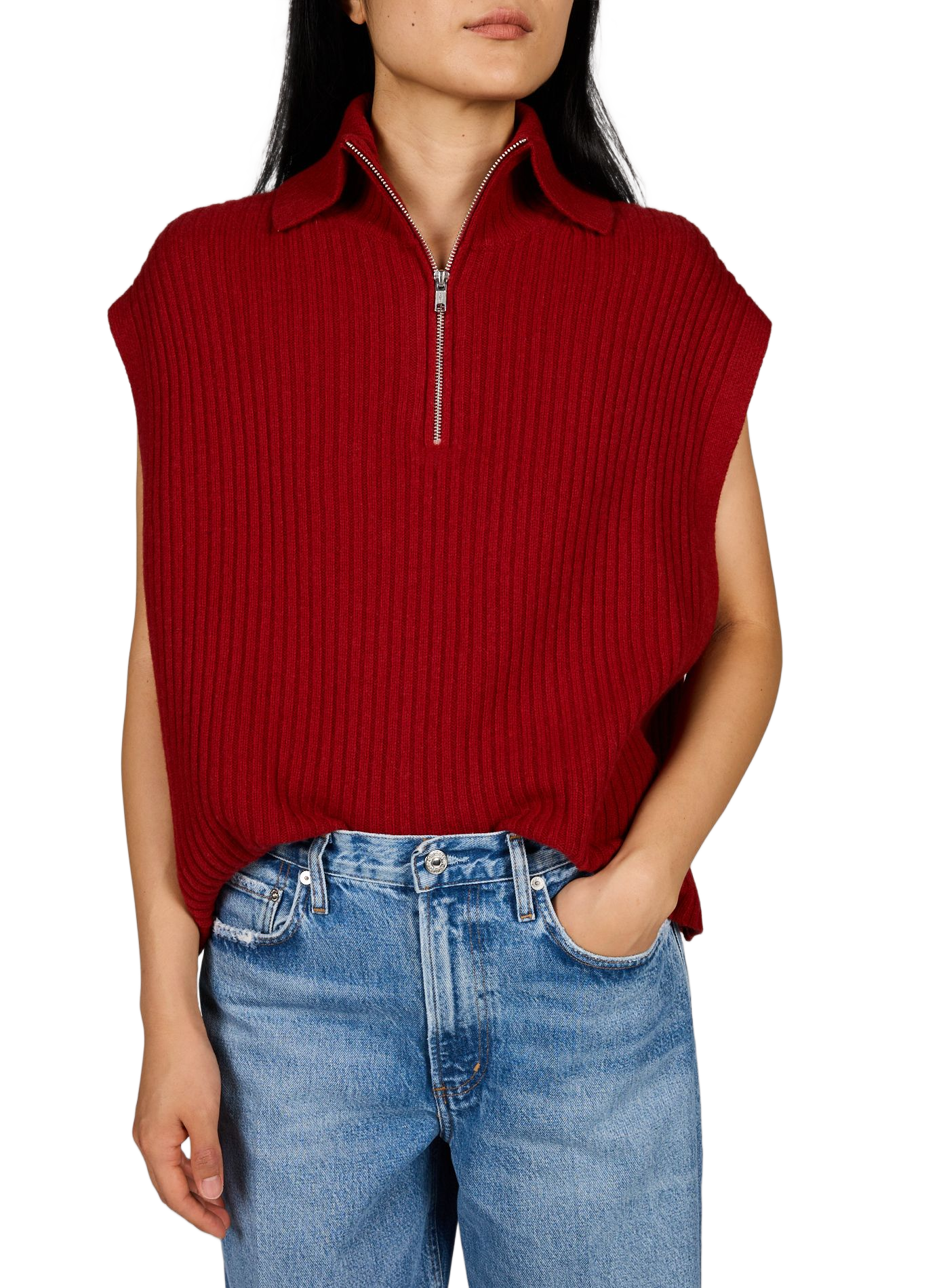 Oversized trui AMER K1584U van gemengde wol BELLEROSE Rood