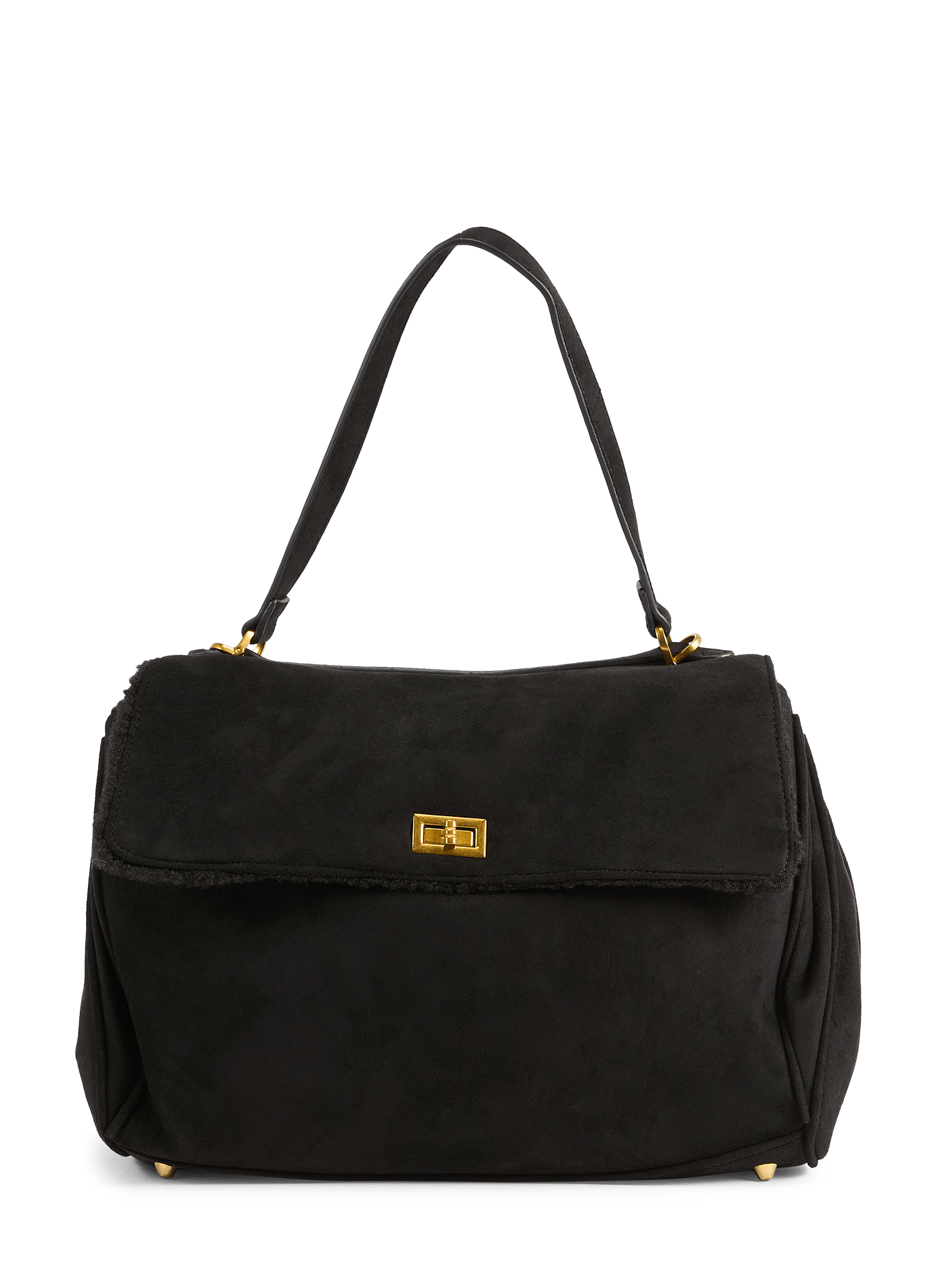 Flap suede effect handbag AU PRINTEMPS PARIS Black