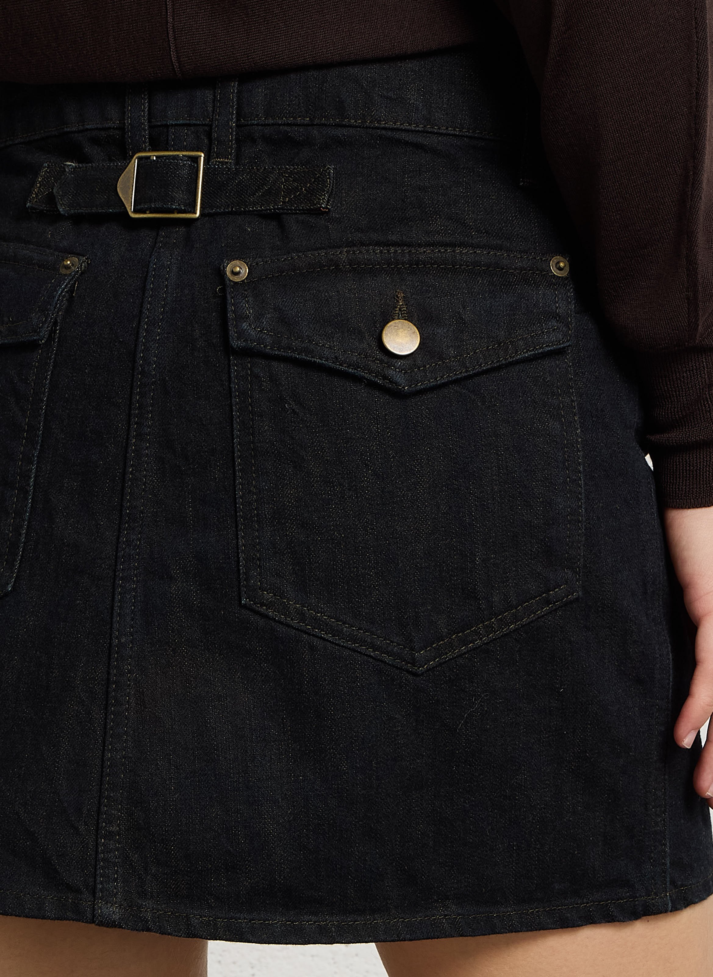 Jupe denim droite en coton lacy SOEUR Noir