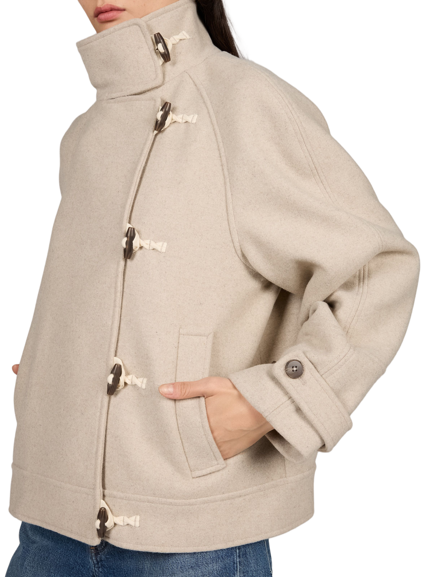 Manteau col montant brandebourg MSCH Beige