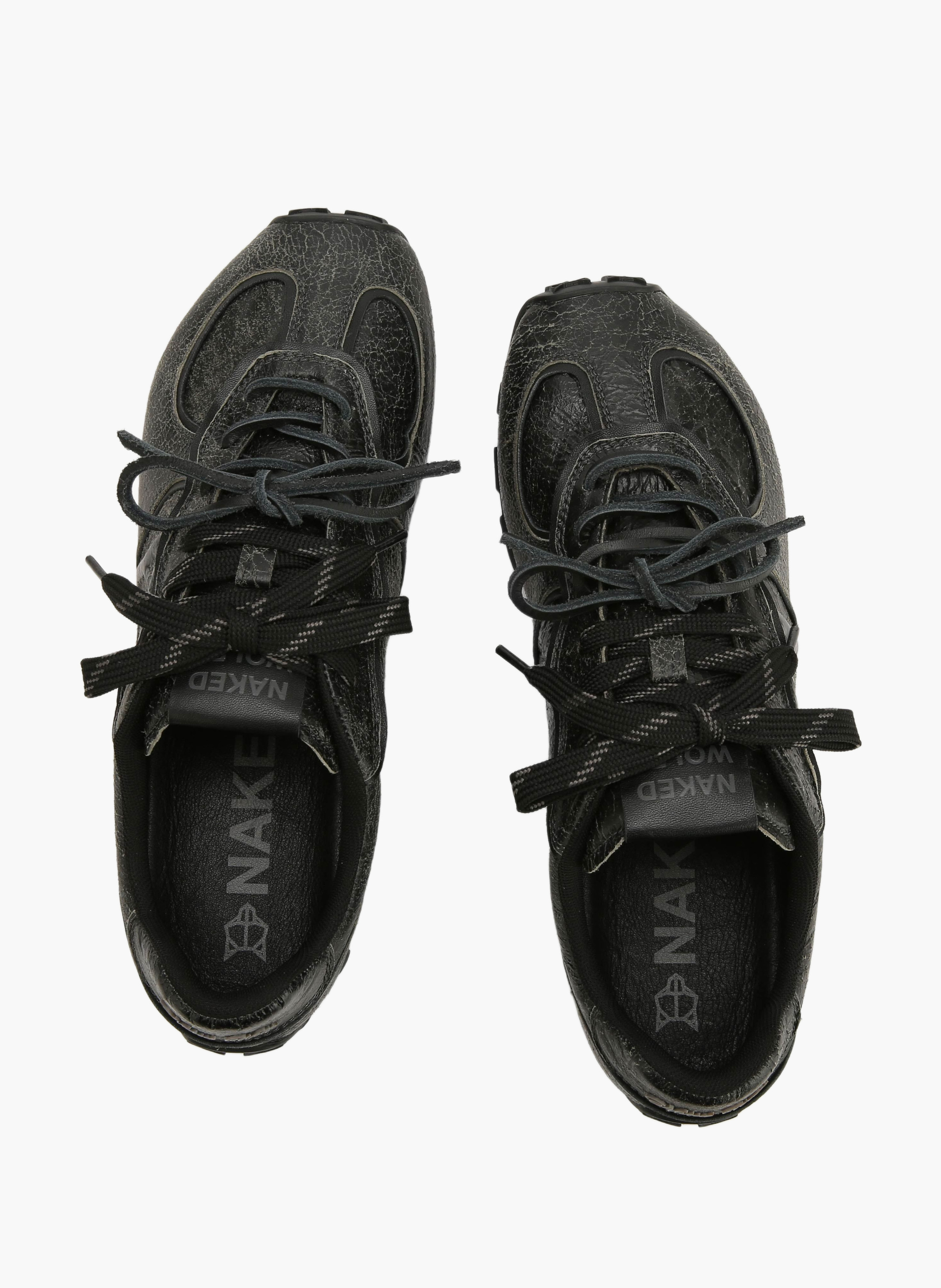 Baskets lightning en cuir vieilli NAKED WOLFE Gris