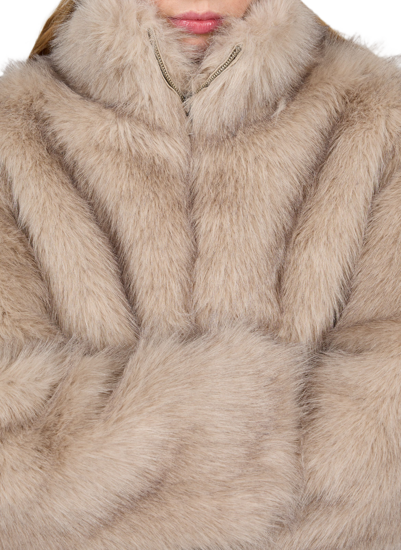 Oversized faux fur-effect jacket VILA Beige