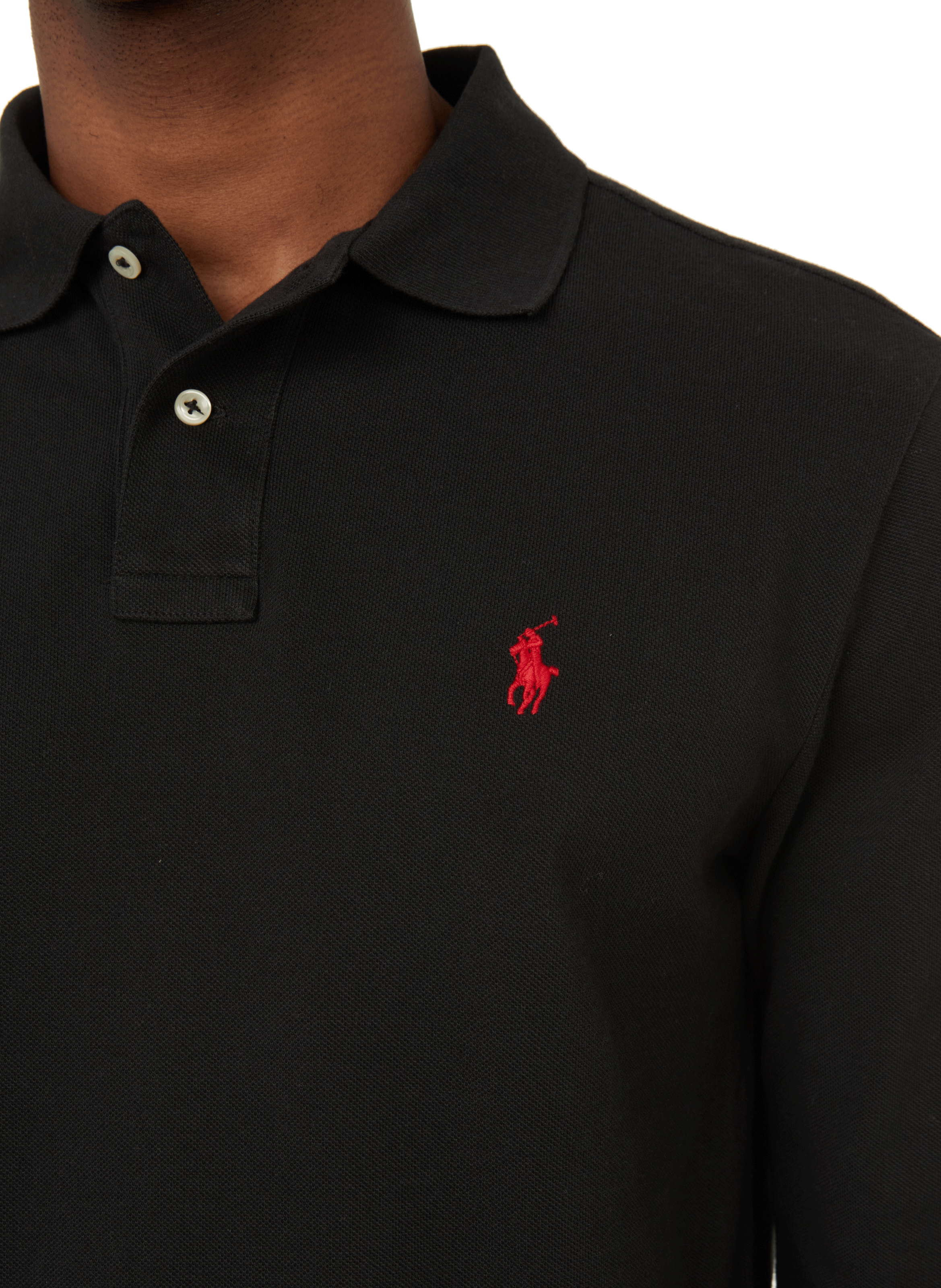 Long-sleeved cotton piqué polo shirt POLO RALPH LAUREN Black