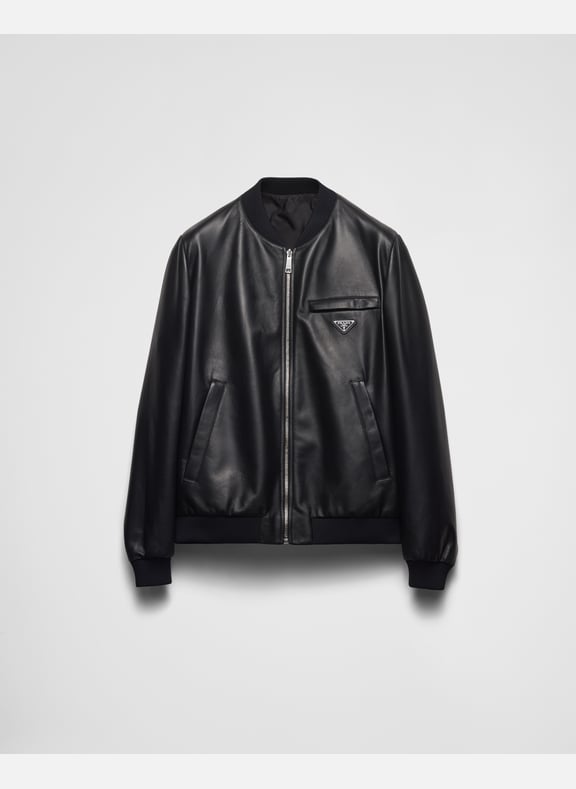 Bomber en cuir nappa Noir by PRADA PRADA Bomber en cuir nappa Noir