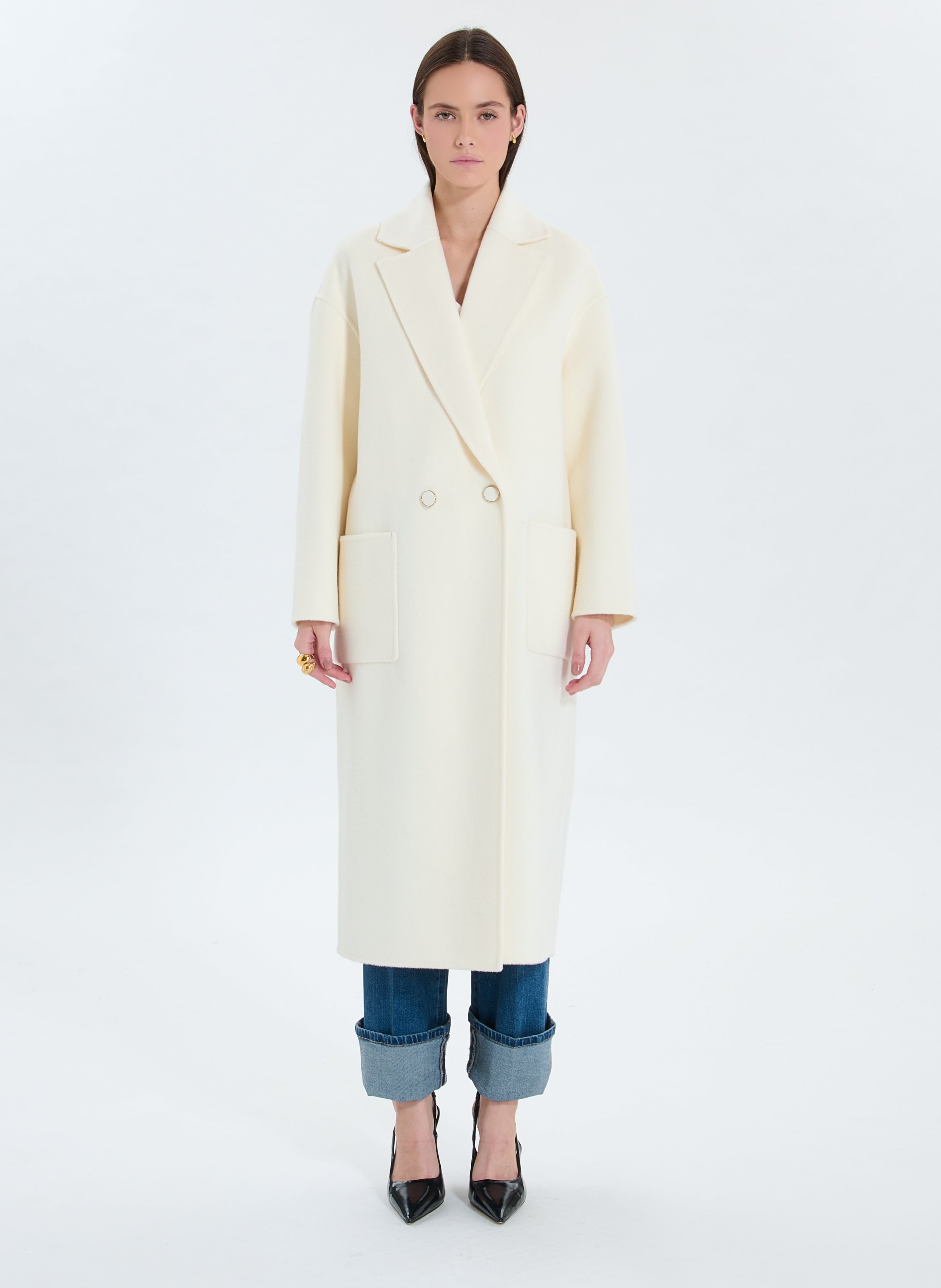 Manteau ecru droit - miranda ZAPA Blanc