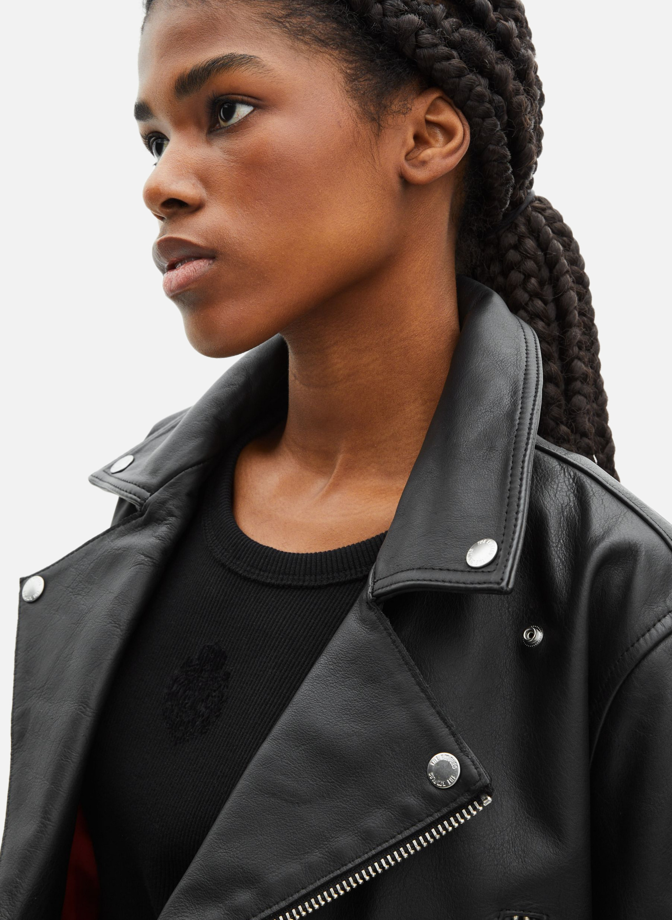 Blouson en cuir à franges THE KOOPLES Noir