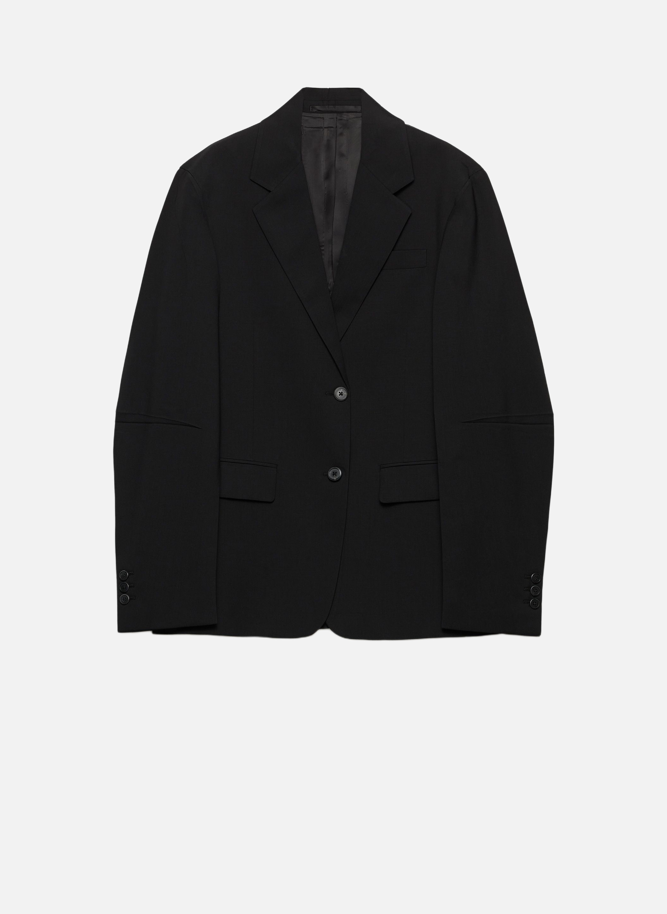Veste droite en laine extra fine PRADA Noir