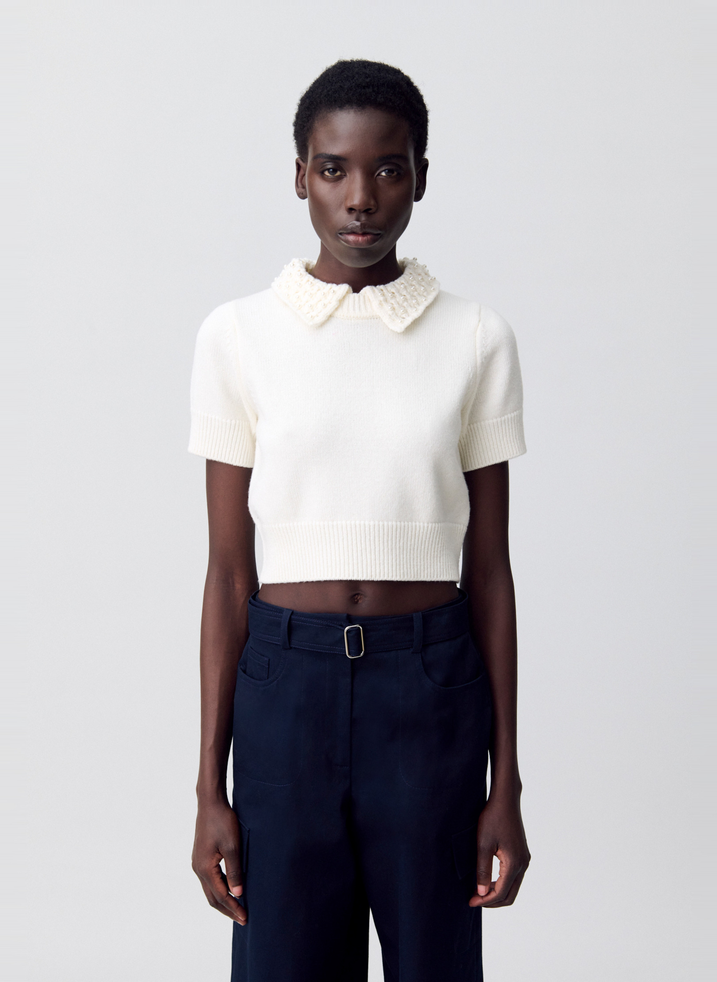 Top ajusté en laine et cachemire miray CLAUDIE PIERLOT Beige