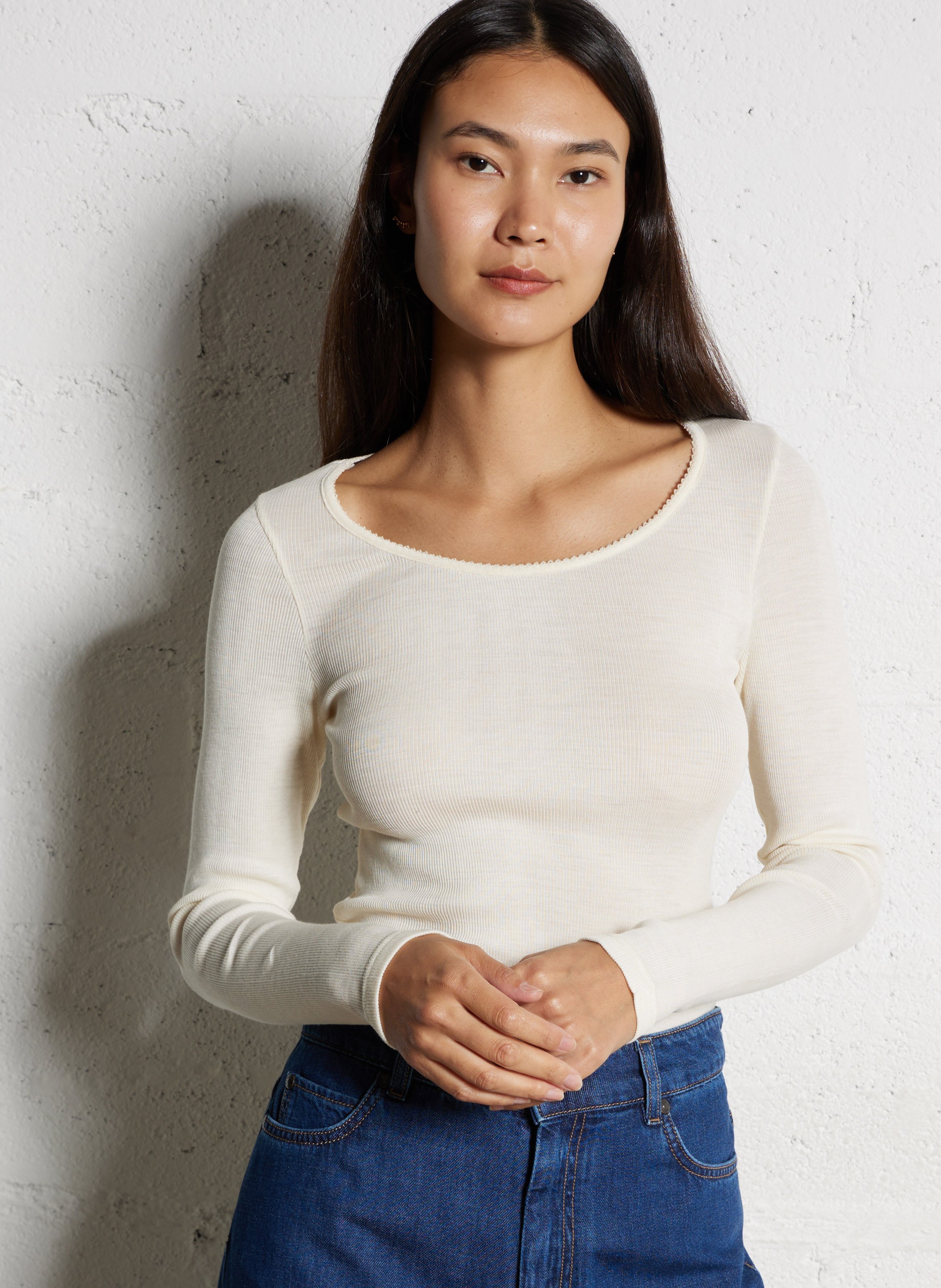 Tee-shirt manches longues uni ARMOR-LUX Beige