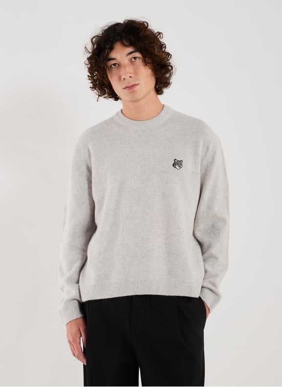 Round neck wool sweatshirt Grey by MAISON KITSUNÉ MAISON KITSUNÉ Round neck wool sweatshirt Grey
