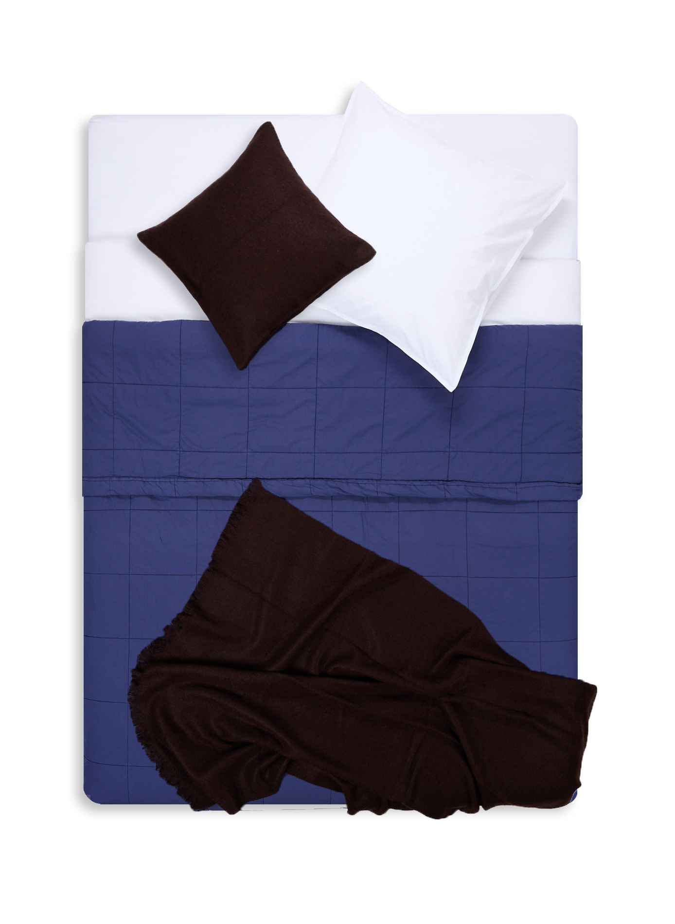 Couvre-lit à carreaux en percale de coton AU PRINTEMPS PARIS Bleu