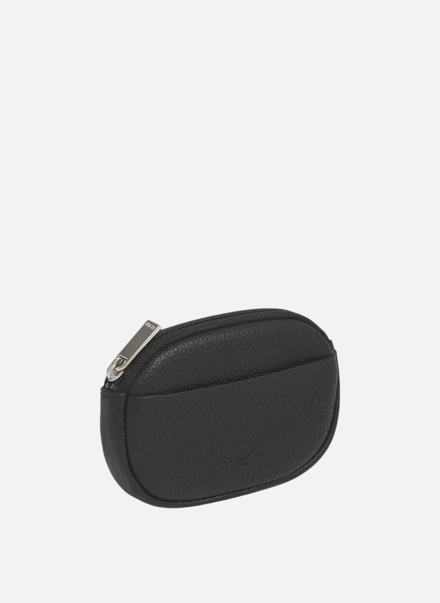 Porte monnaie zippé charles en cuir grainé LE TANNEUR Noir