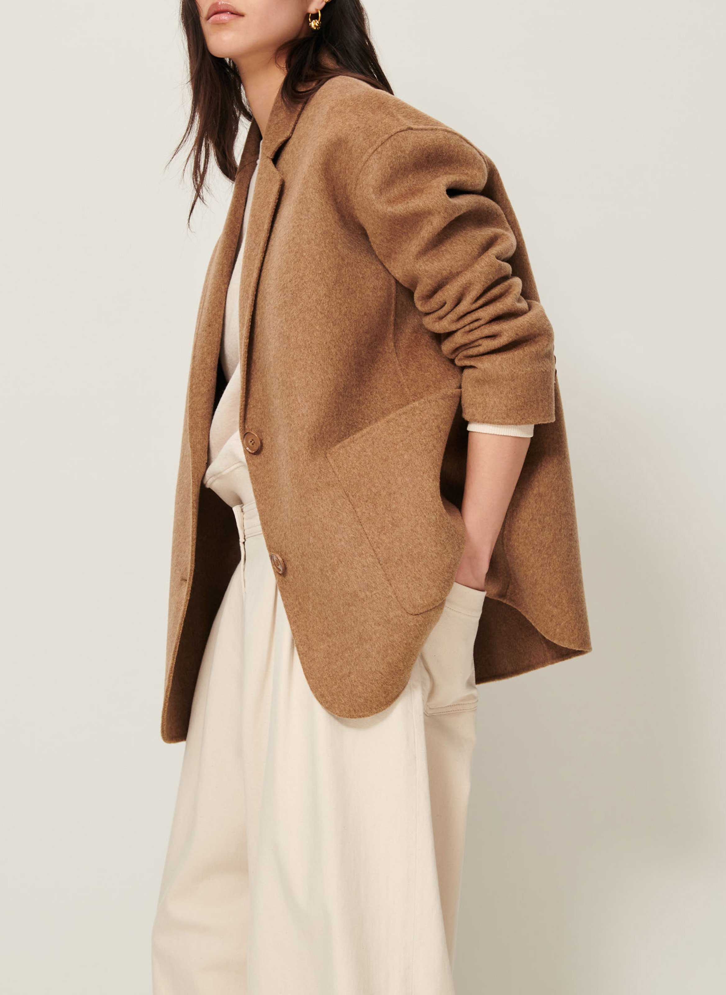 Veste de tailleur en laine mélangée traniwool SESSUN Beige