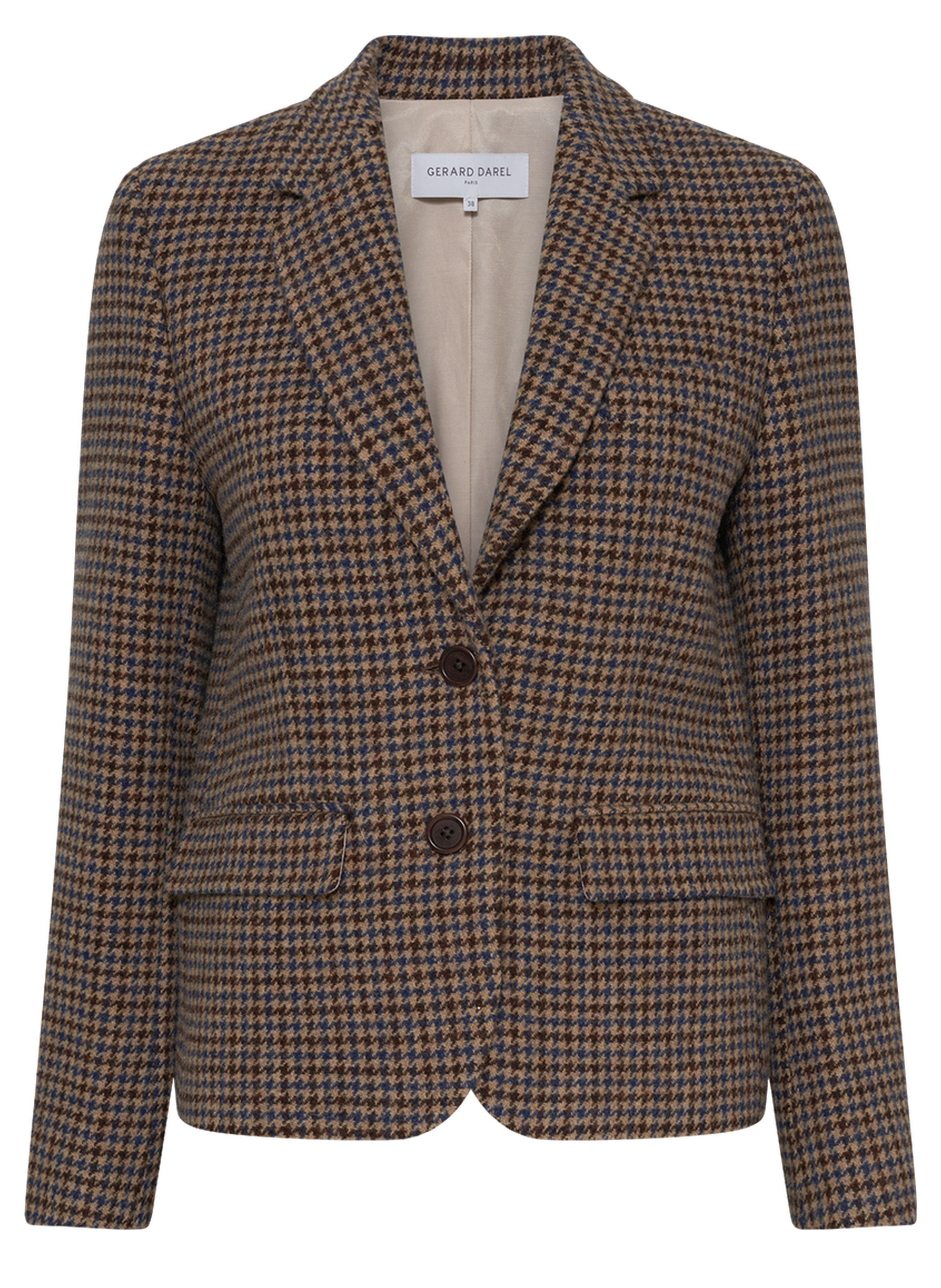 Blazer pied de coq en laine - nathane GERARD DAREL Beige