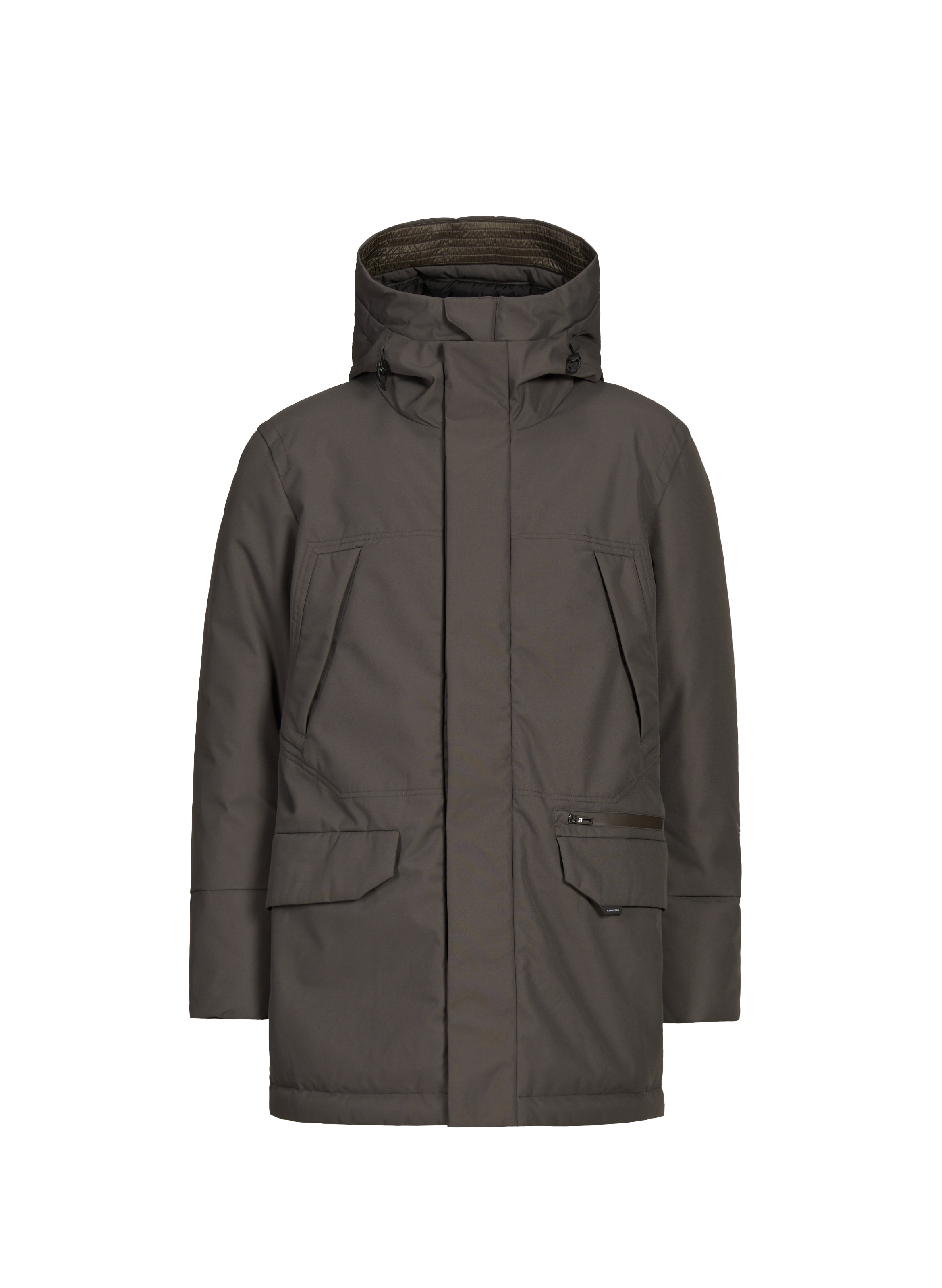 KRAKATAU Straight parka with removable hood Grey
