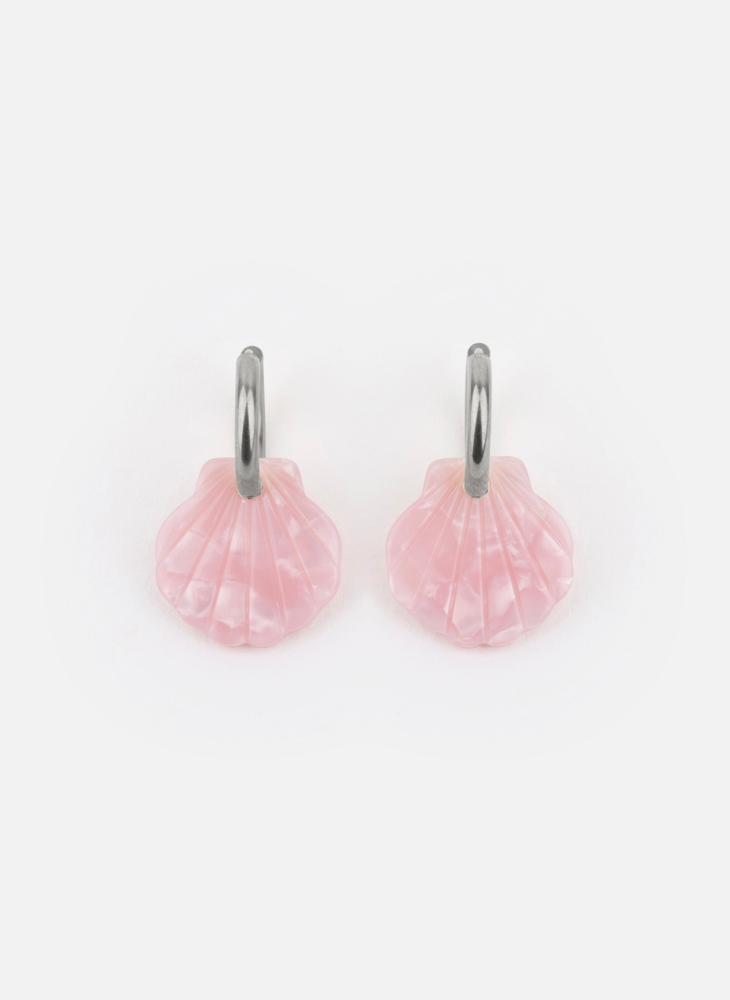 Boucles d'oreilles baby mermaid avec anneaux en acier inoxydable argenté  Rose