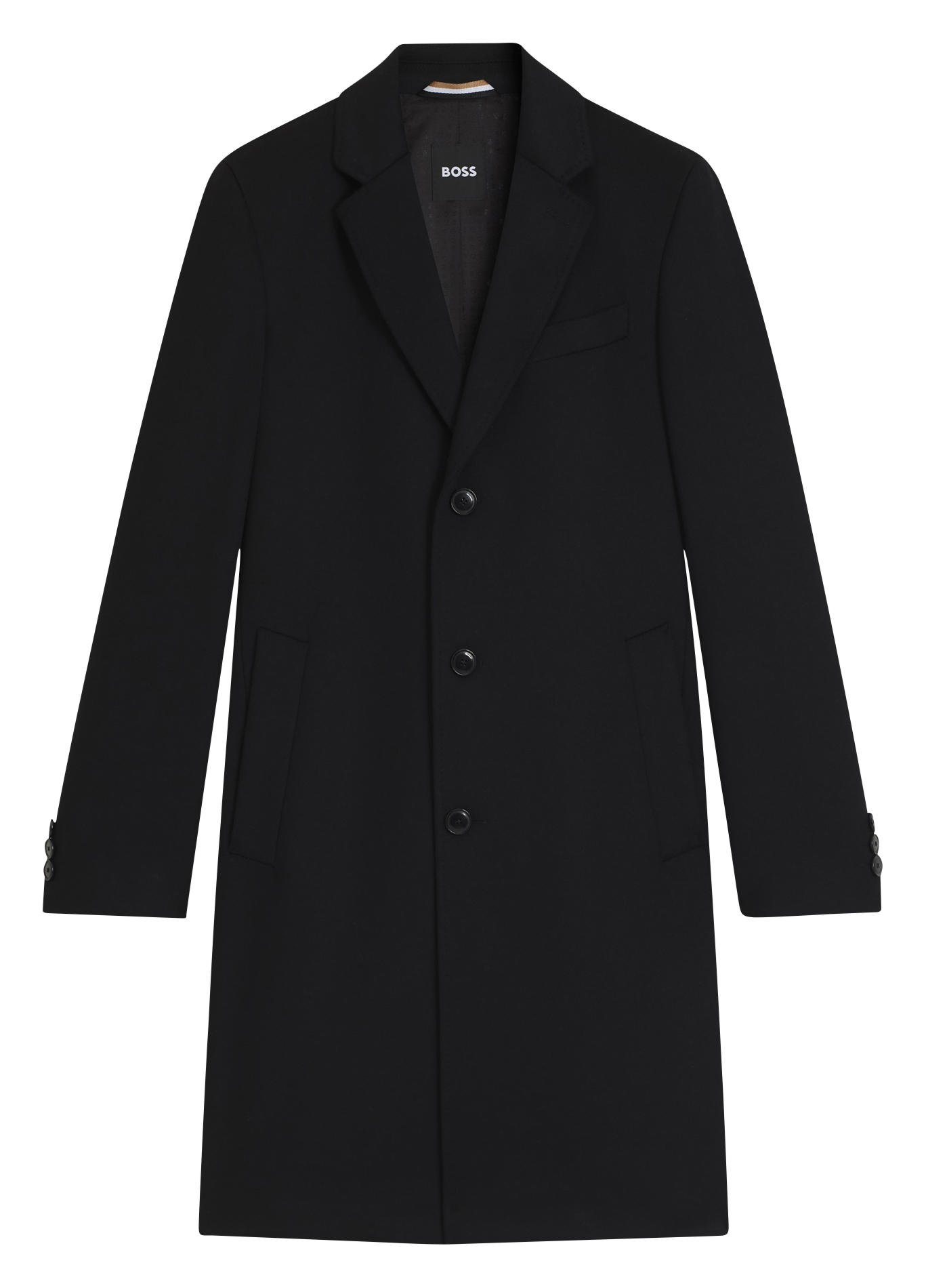 Manteau col tailleur en laine mélangée BOSS Noir