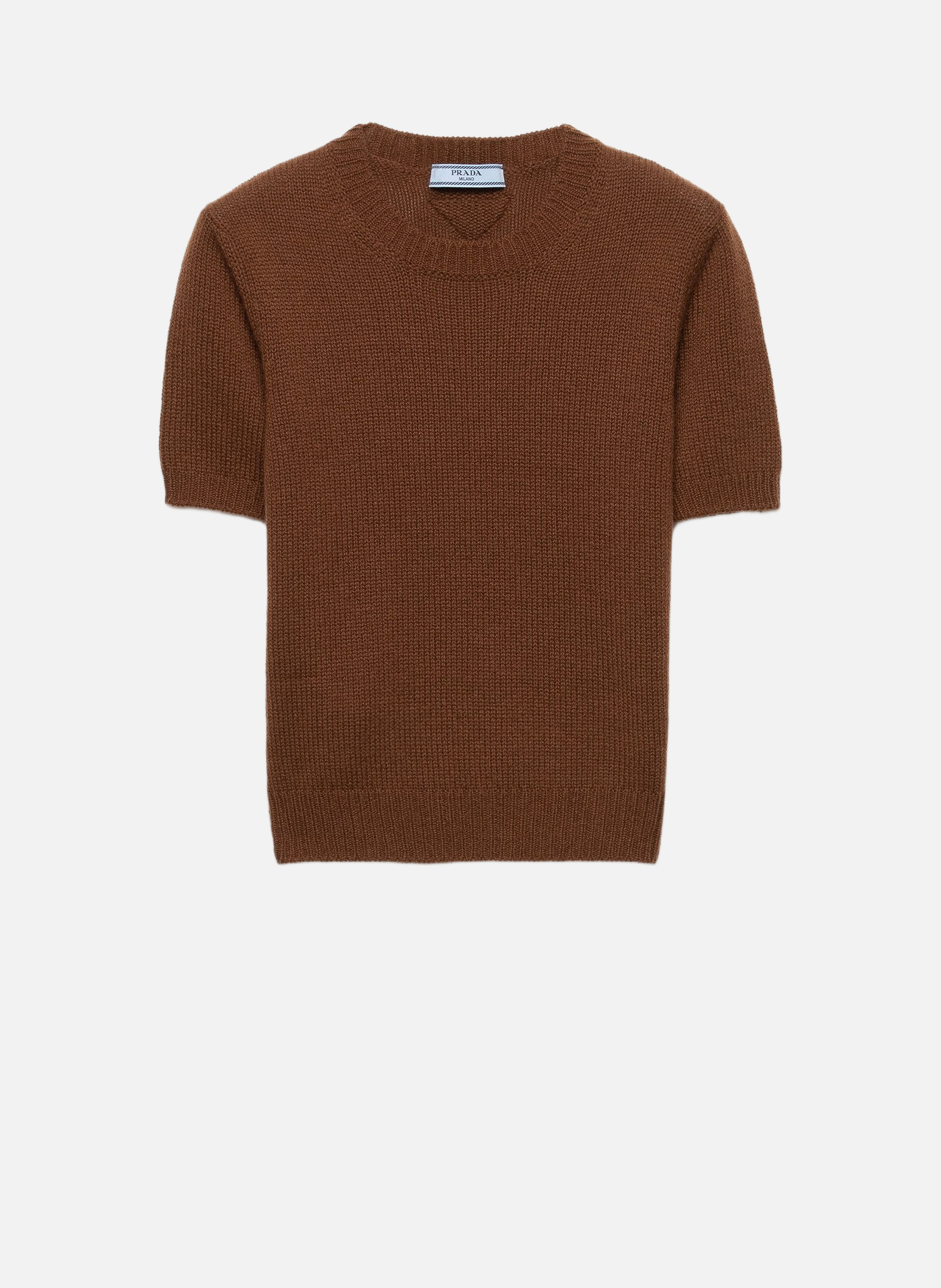 Pull à manches courtes en cachemire PRADA Marron