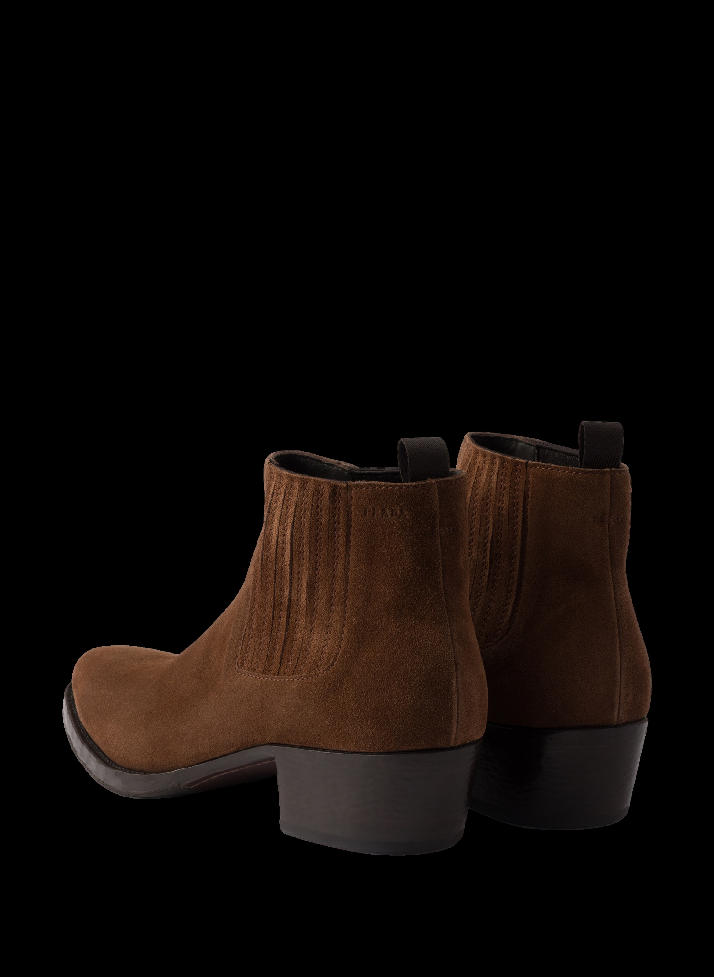 Bottines chelsea en veau velours PRADA Marron