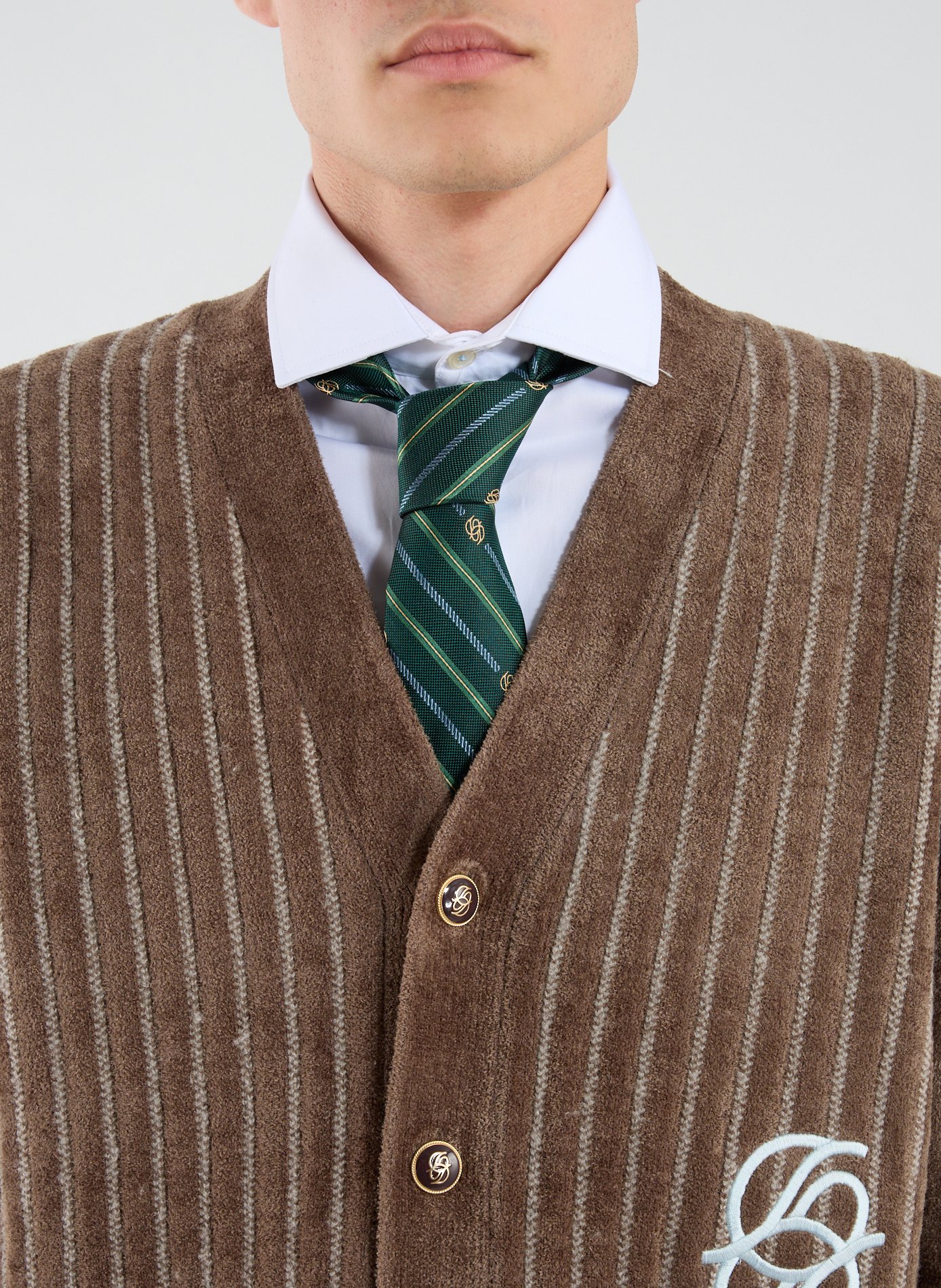 Cardigan rayé DROLE DE MONSIEUR Kaki