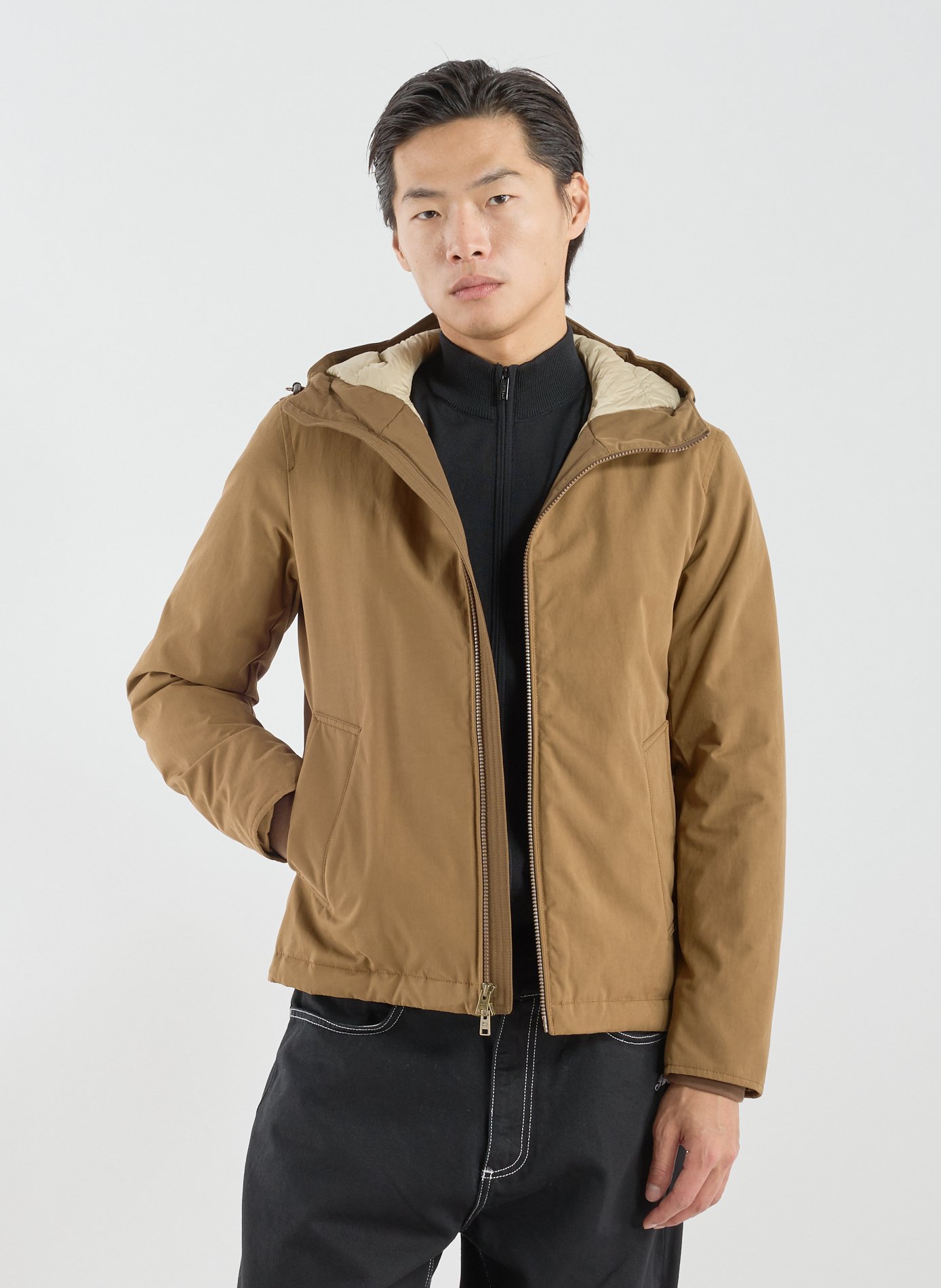 WOOLRICH Blouson col montant à capuche Marron