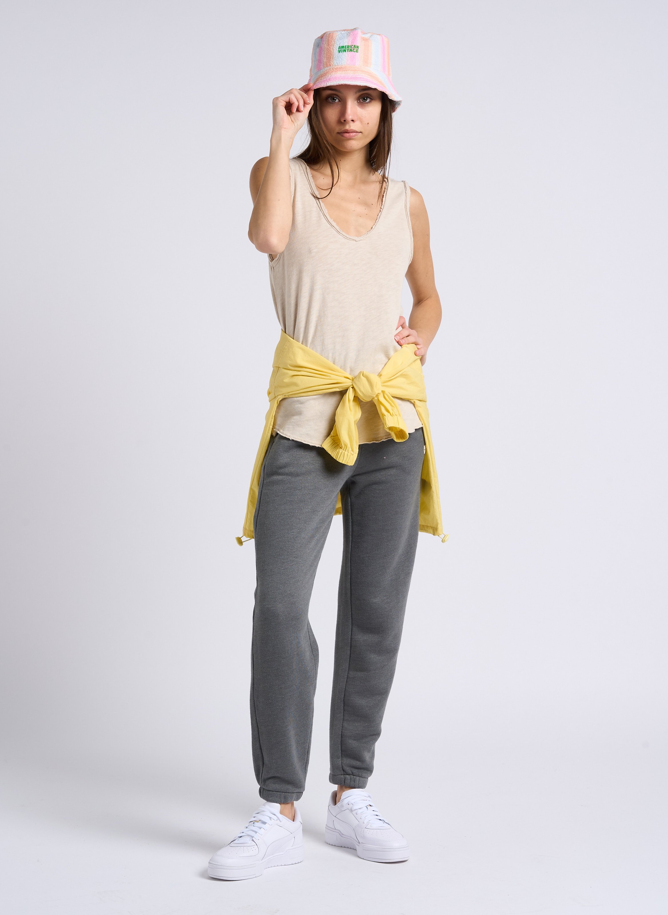 Débardeur col rond droit en coton Sonoma AMERICAN VINTAGE Beige