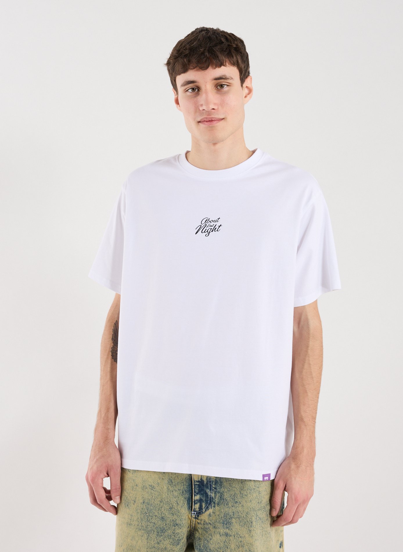 T-Shirt droit imprimé en coton JACKER. Blanc