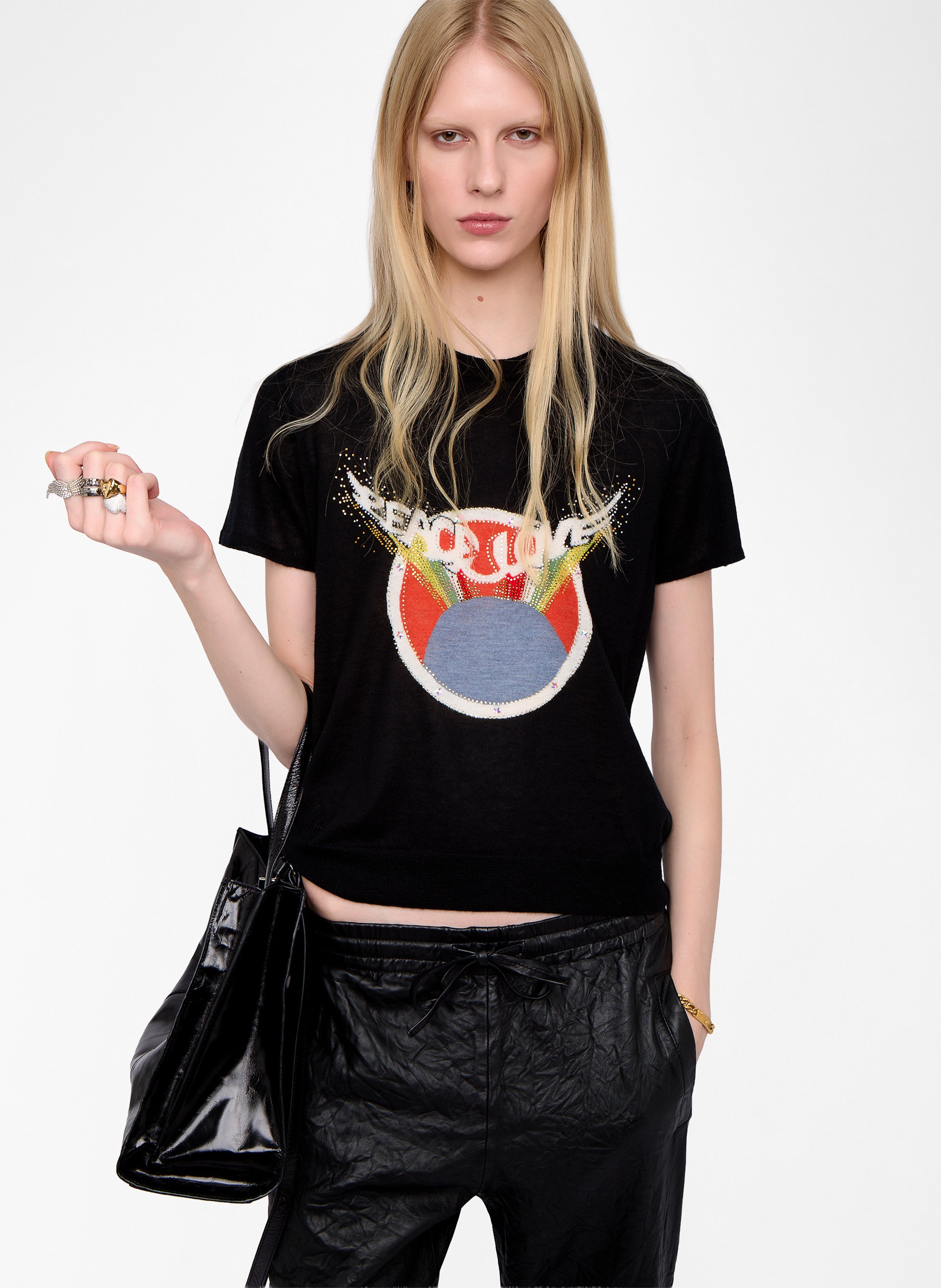 Tee-shirt col rond en cachemire idal ZADIG&VOLTAIRE Noir