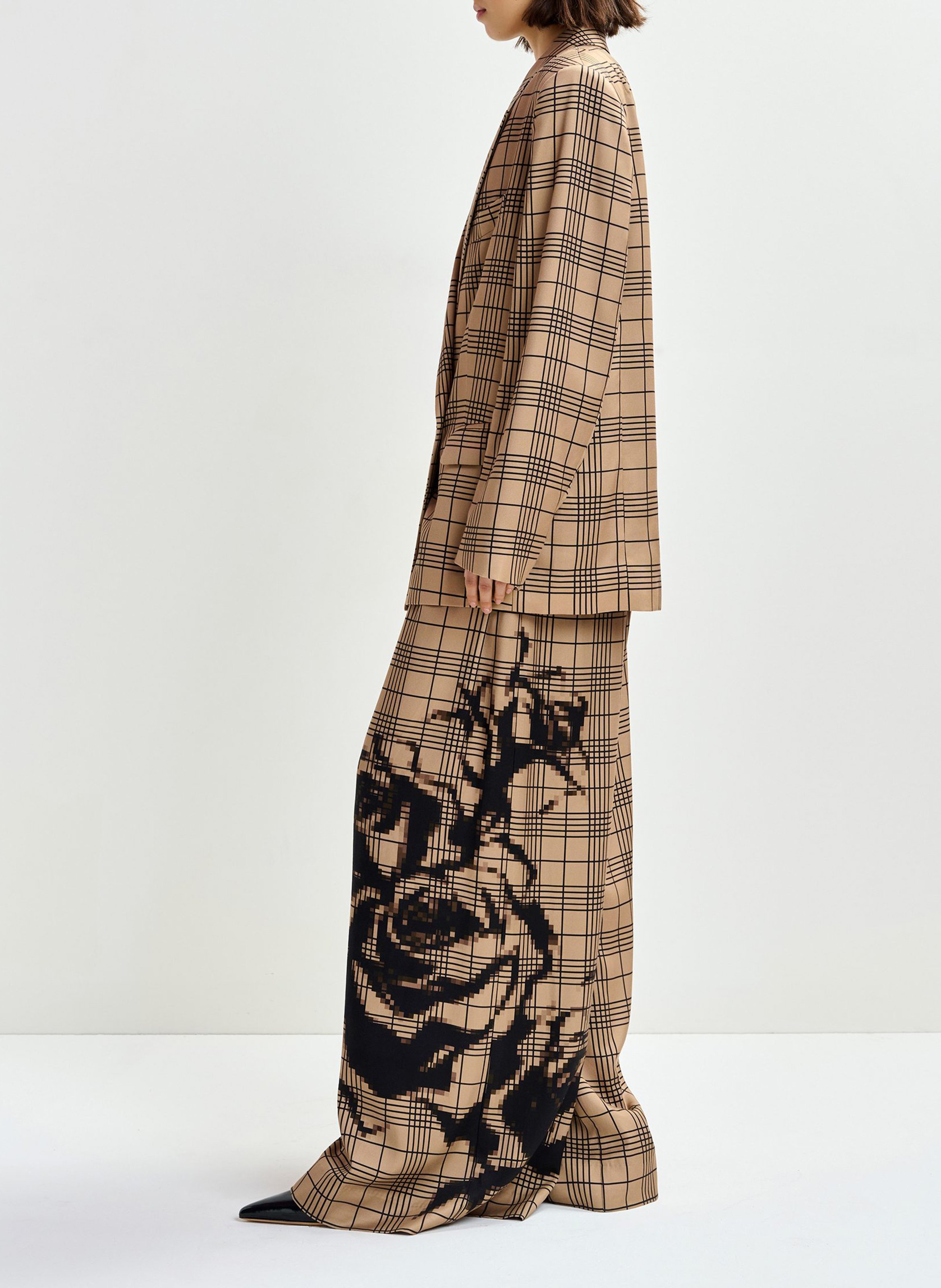 Veste tailleur oversize à carreaux Juliana ESSENTIEL ANTWERP Marron