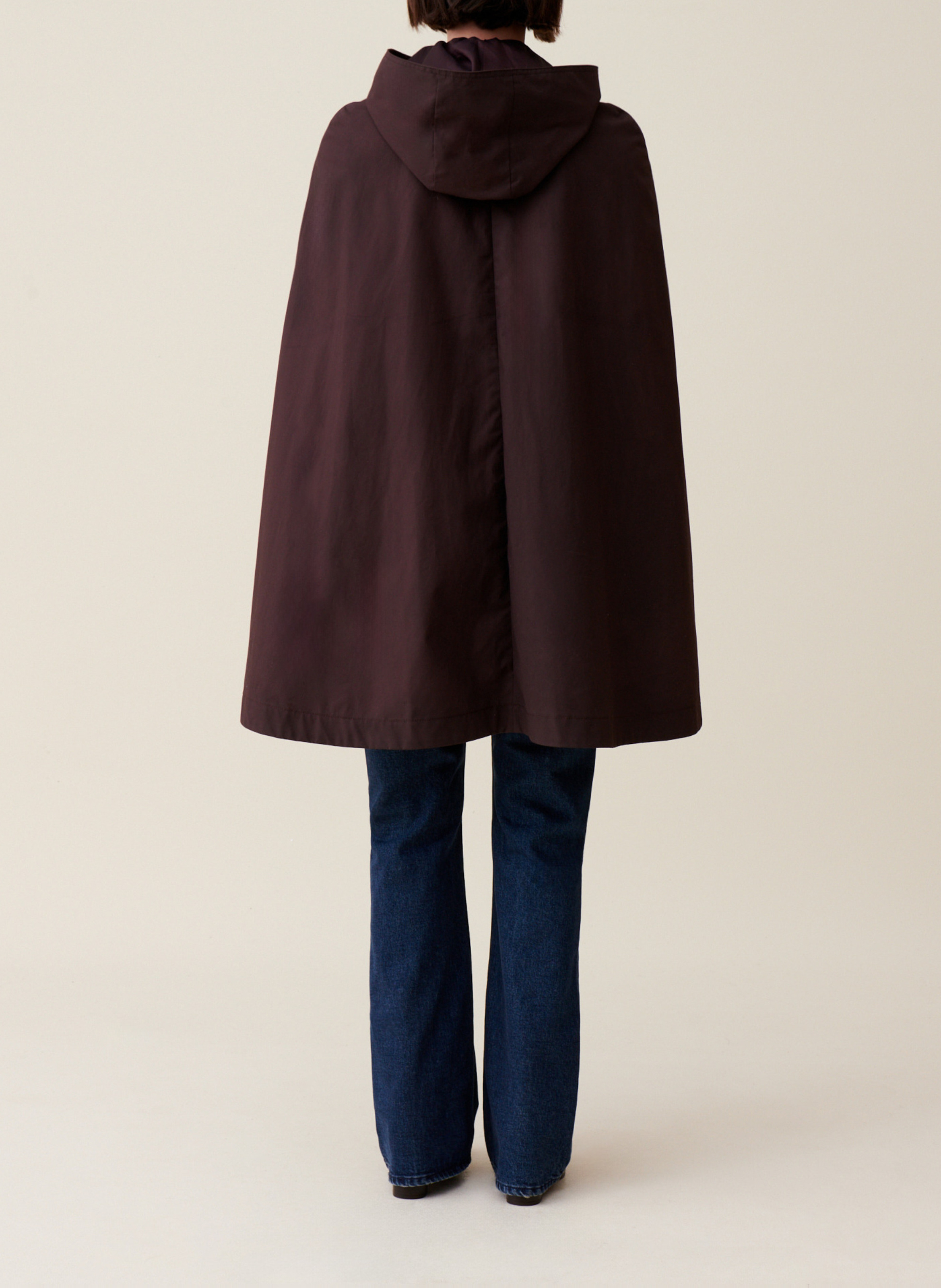 Cape à capuche amovible en coton CLAUDIE PIERLOT Marron