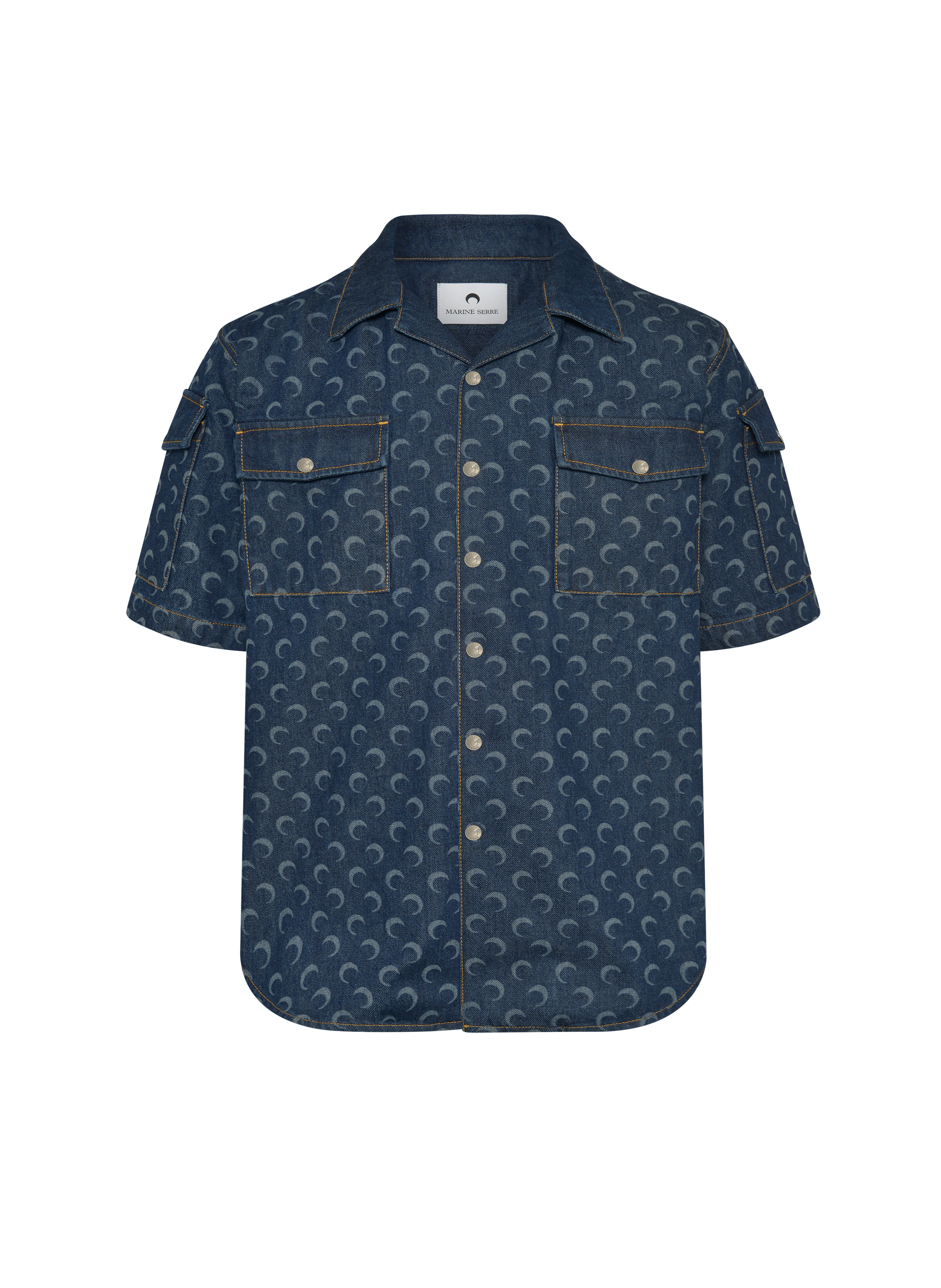 Midnight blue denim loose short sleeves shirt MARINE SERRE Blue