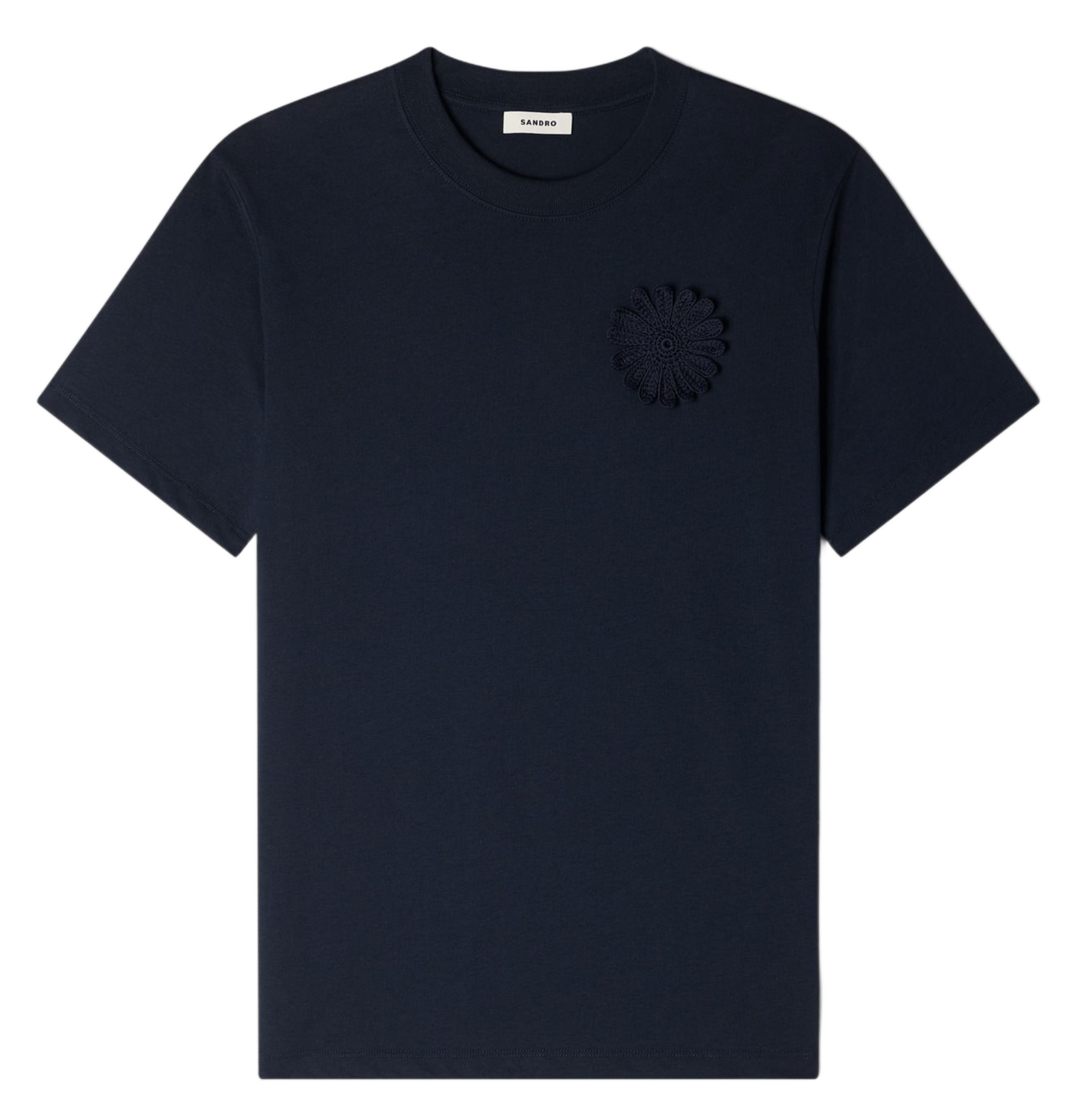 Tee-shirt droit col rond en coton SANDRO Bleu