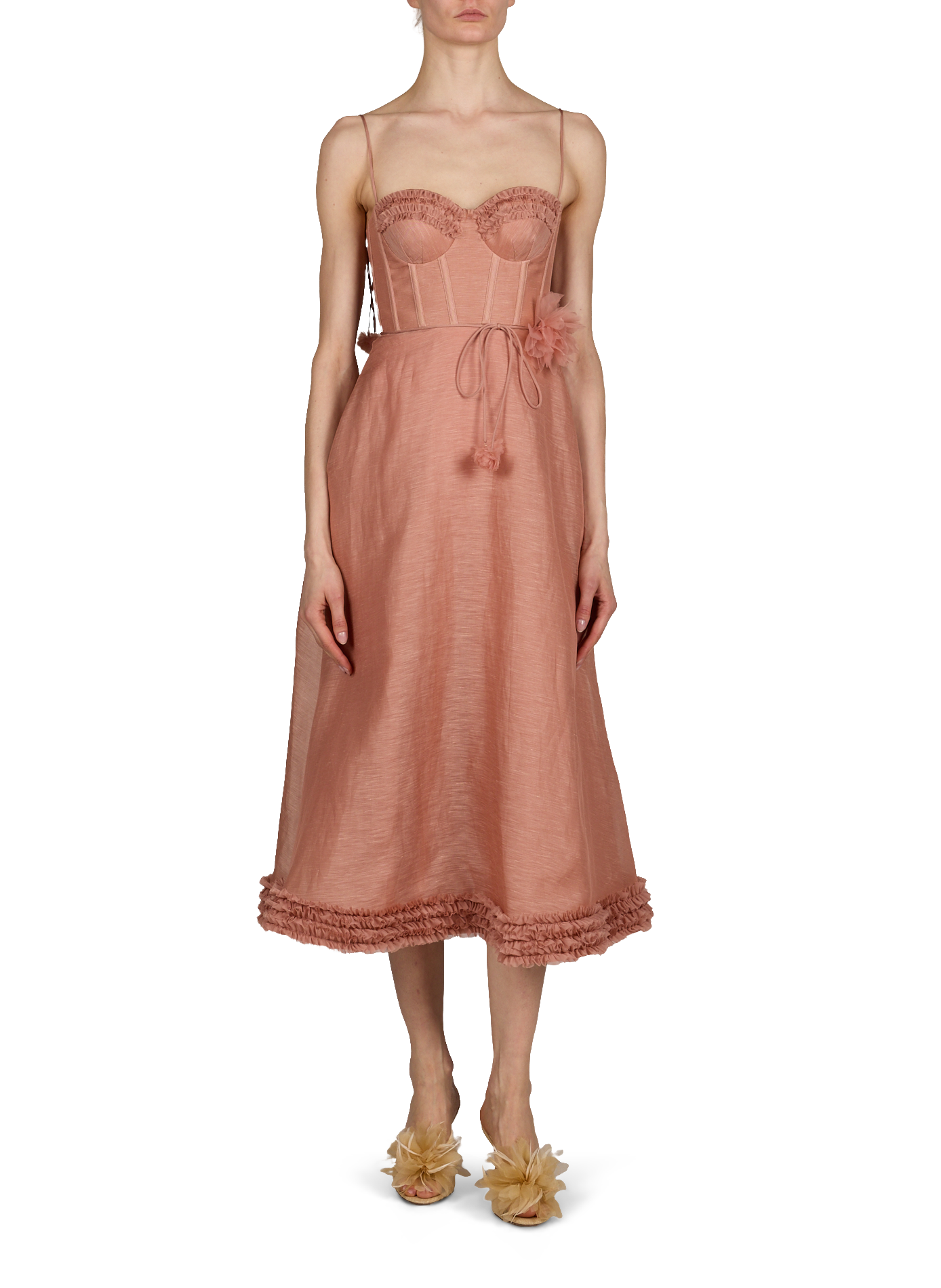 Robe midi à volants Luna ZIMMERMANN Rose