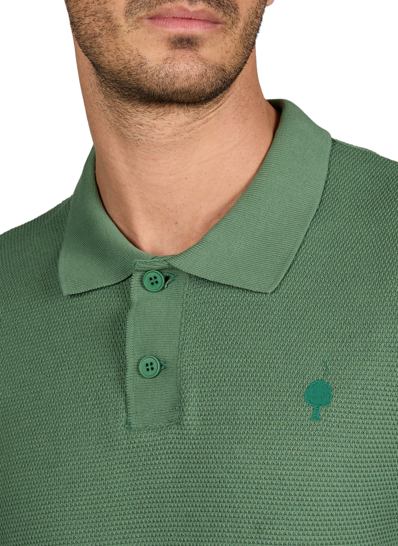 Short-sleeved textured cotton piqué polo FAGUO Green