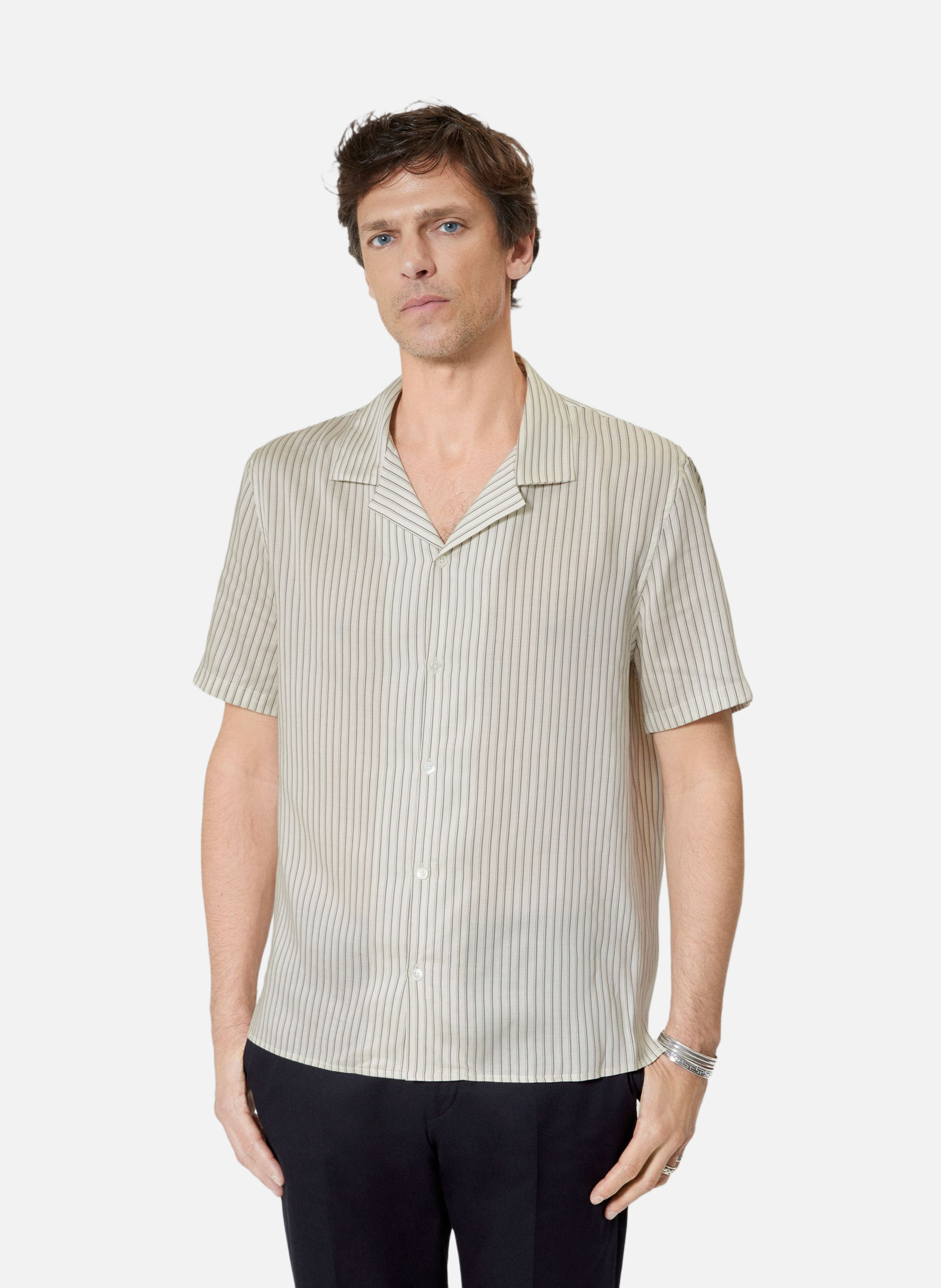 Chemise manches courtes rayée THE KOOPLES Blanc