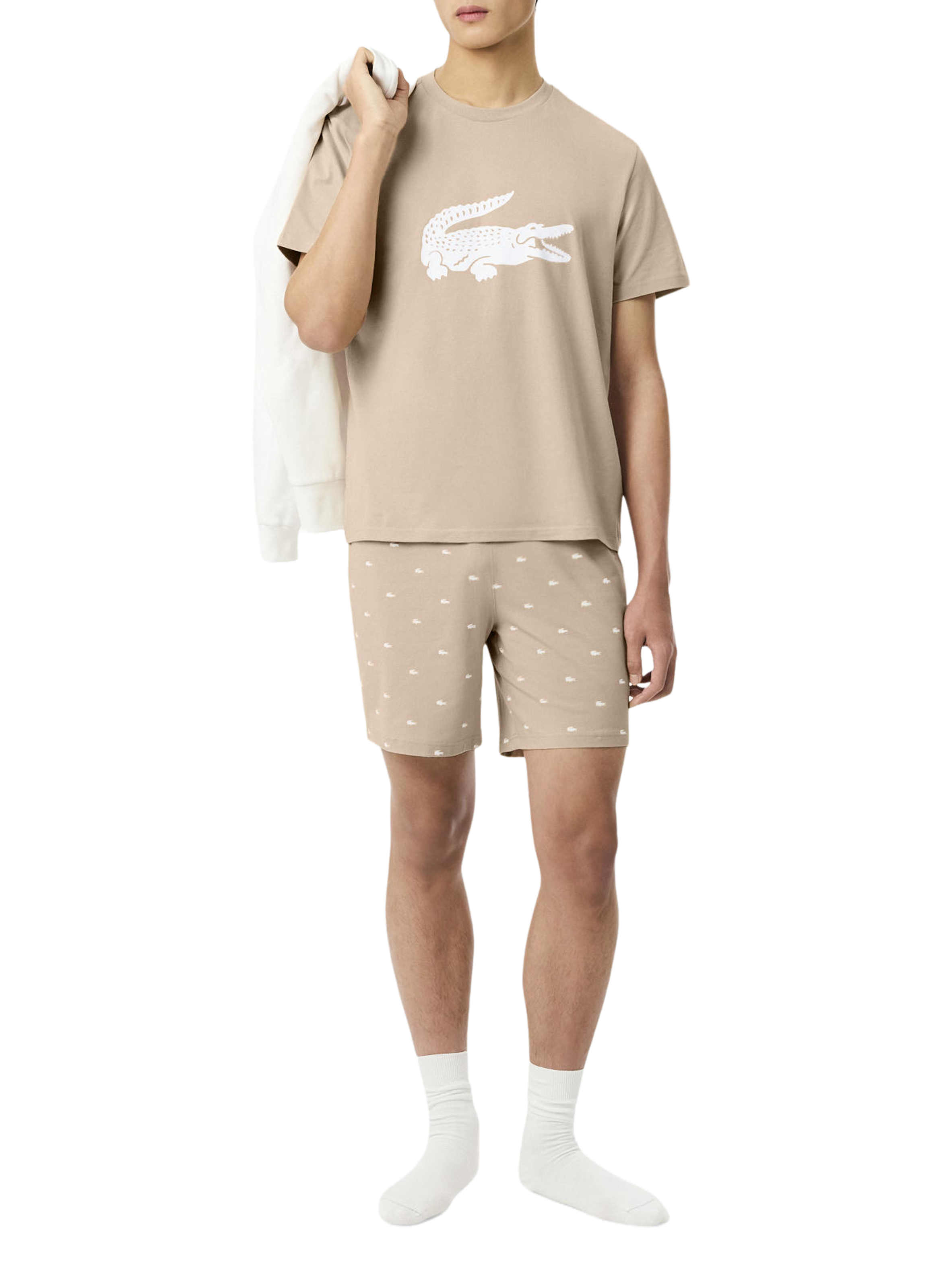 Ensemble de pyjama short en coton mélangé LACOSTE Rose