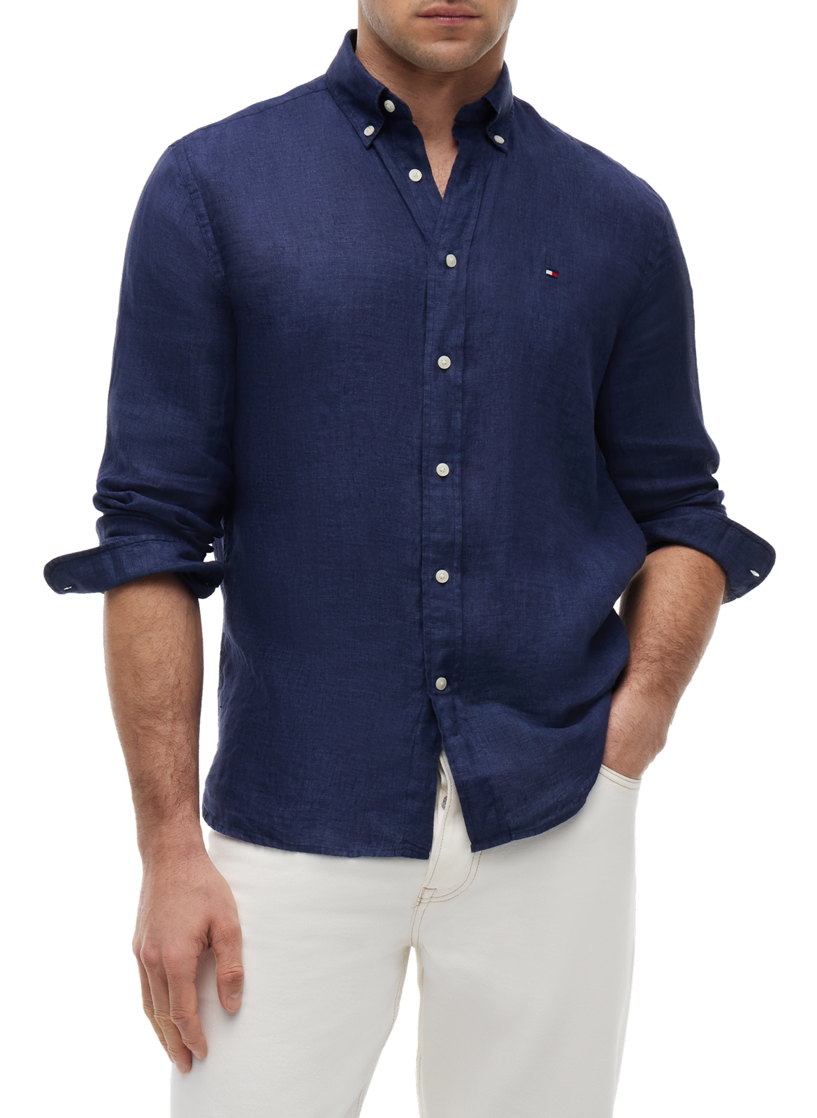 Chemise droite en lin TOMMY HILFIGER Bleu