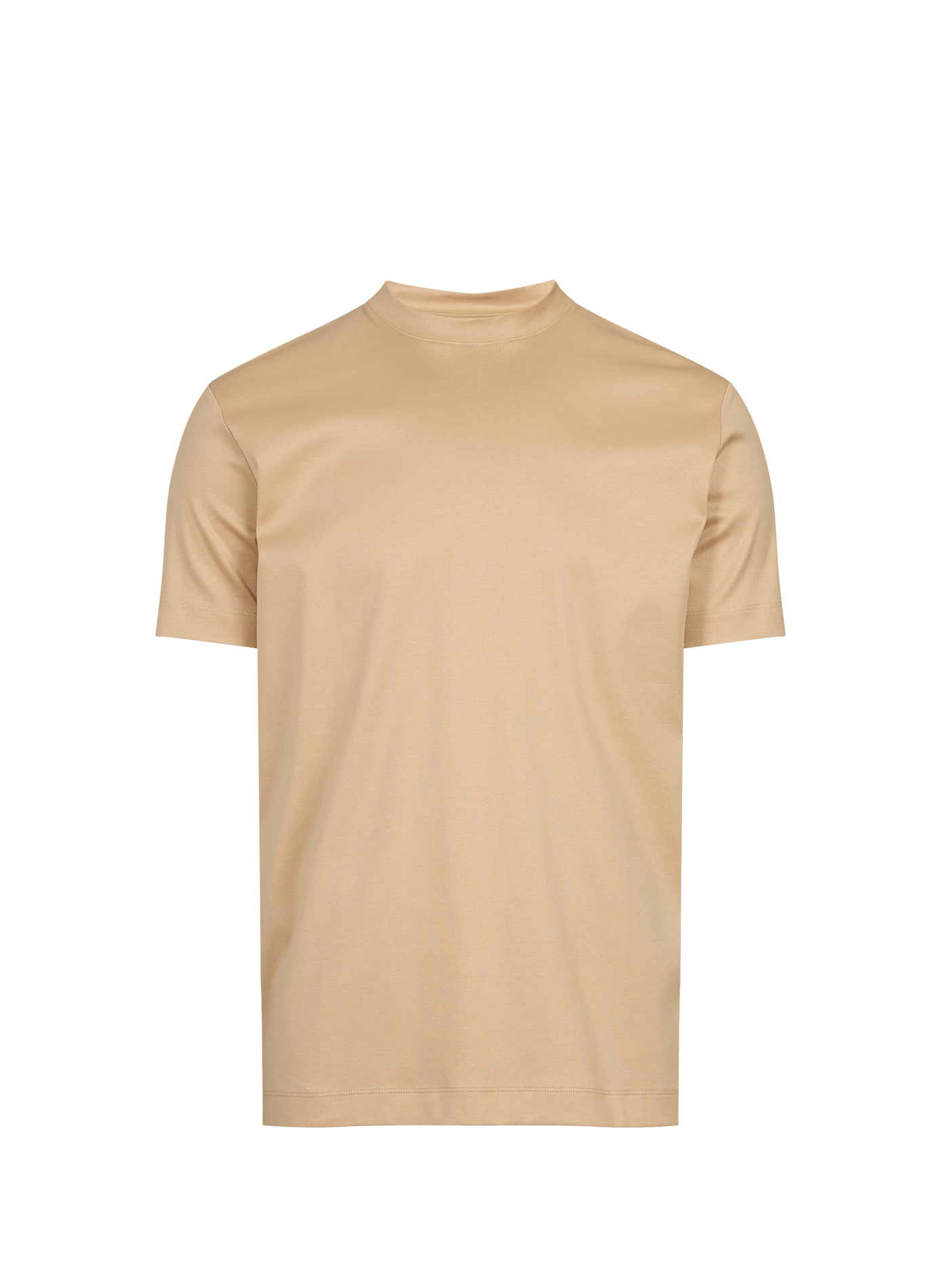T-shirt uni à col rond en coton AURELIEN Beige