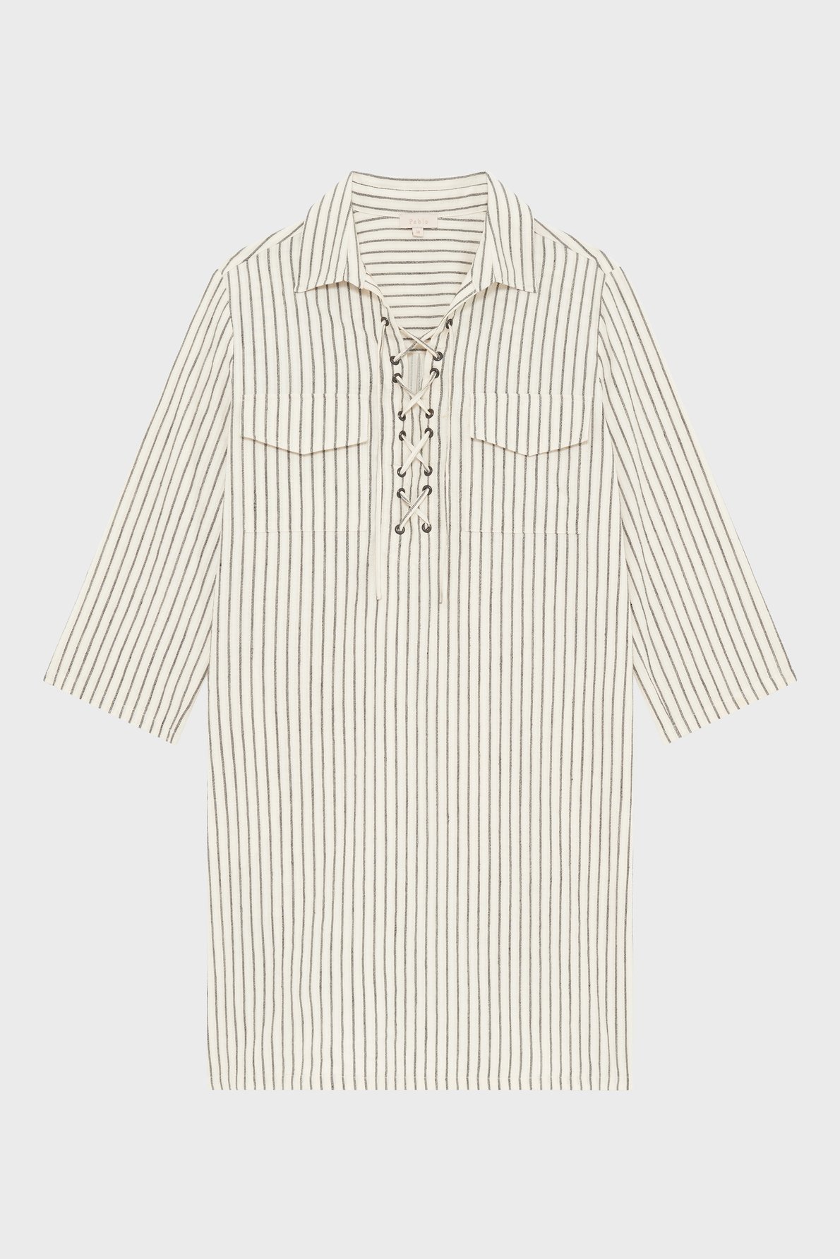 Robe rayée en coton, chanvre et lin -aliya Beige