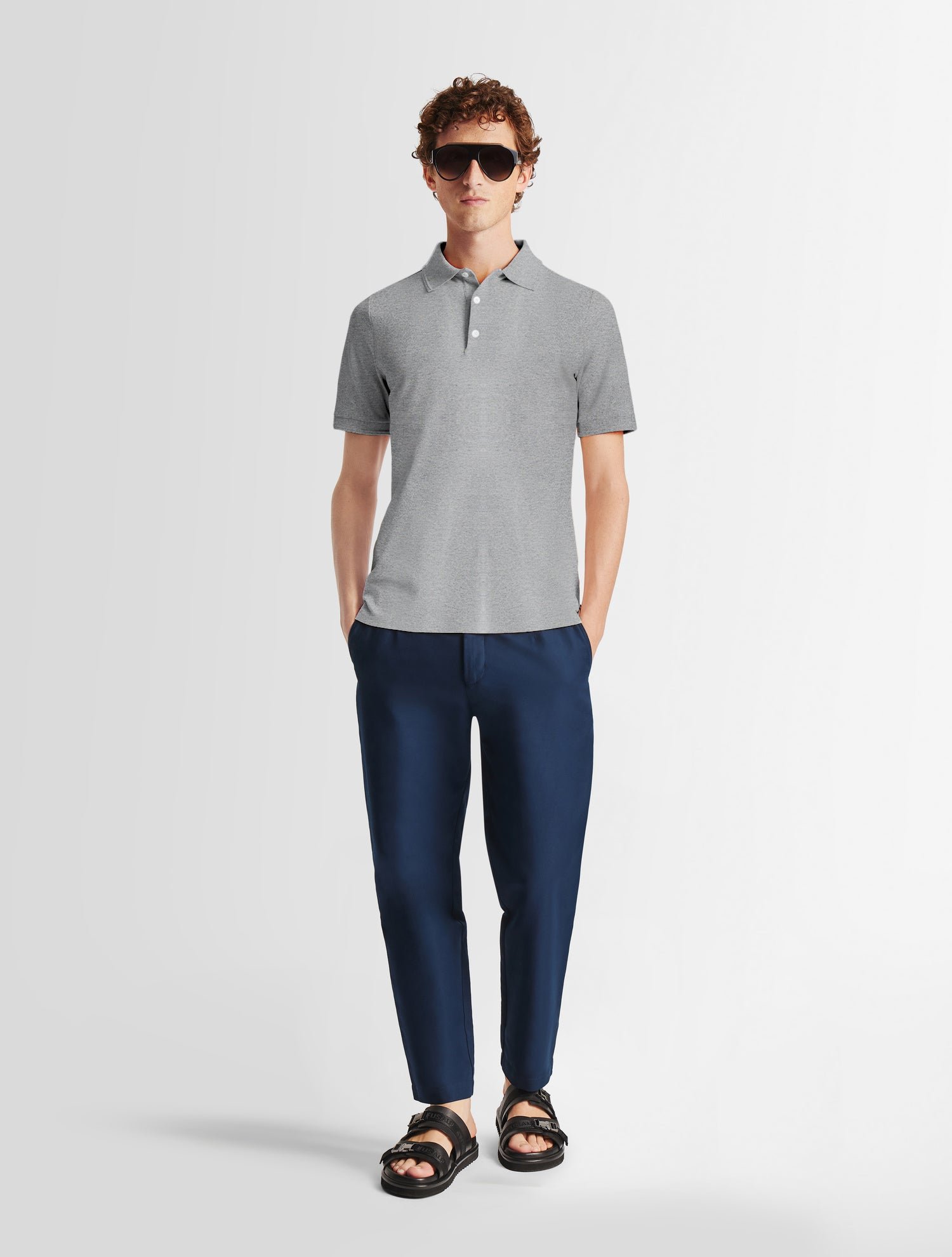 Polo manches courtes gabin col chemise coupe regular FUSALP Gris