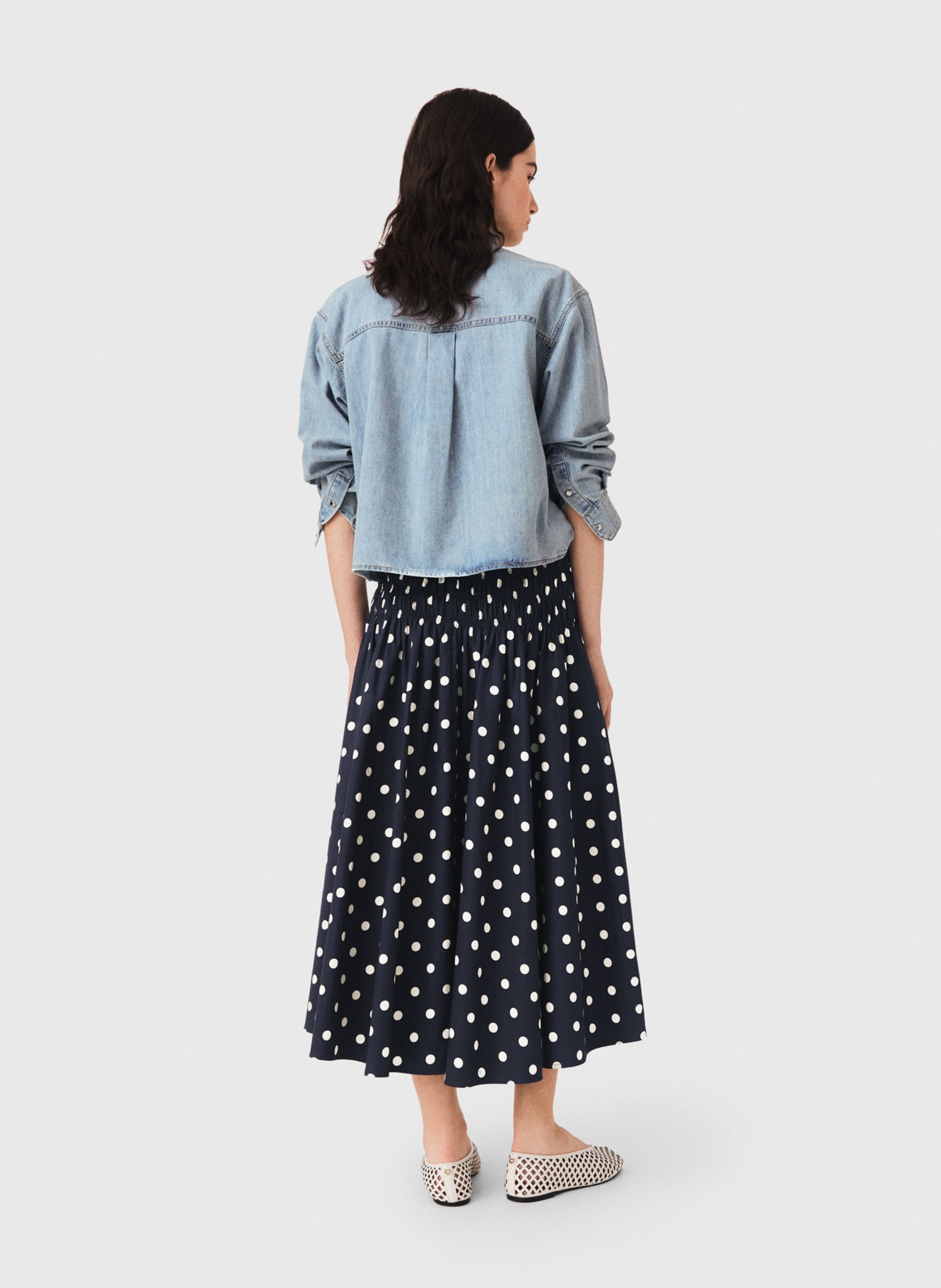 Jupe midi évasée en coton MAJE Bleu