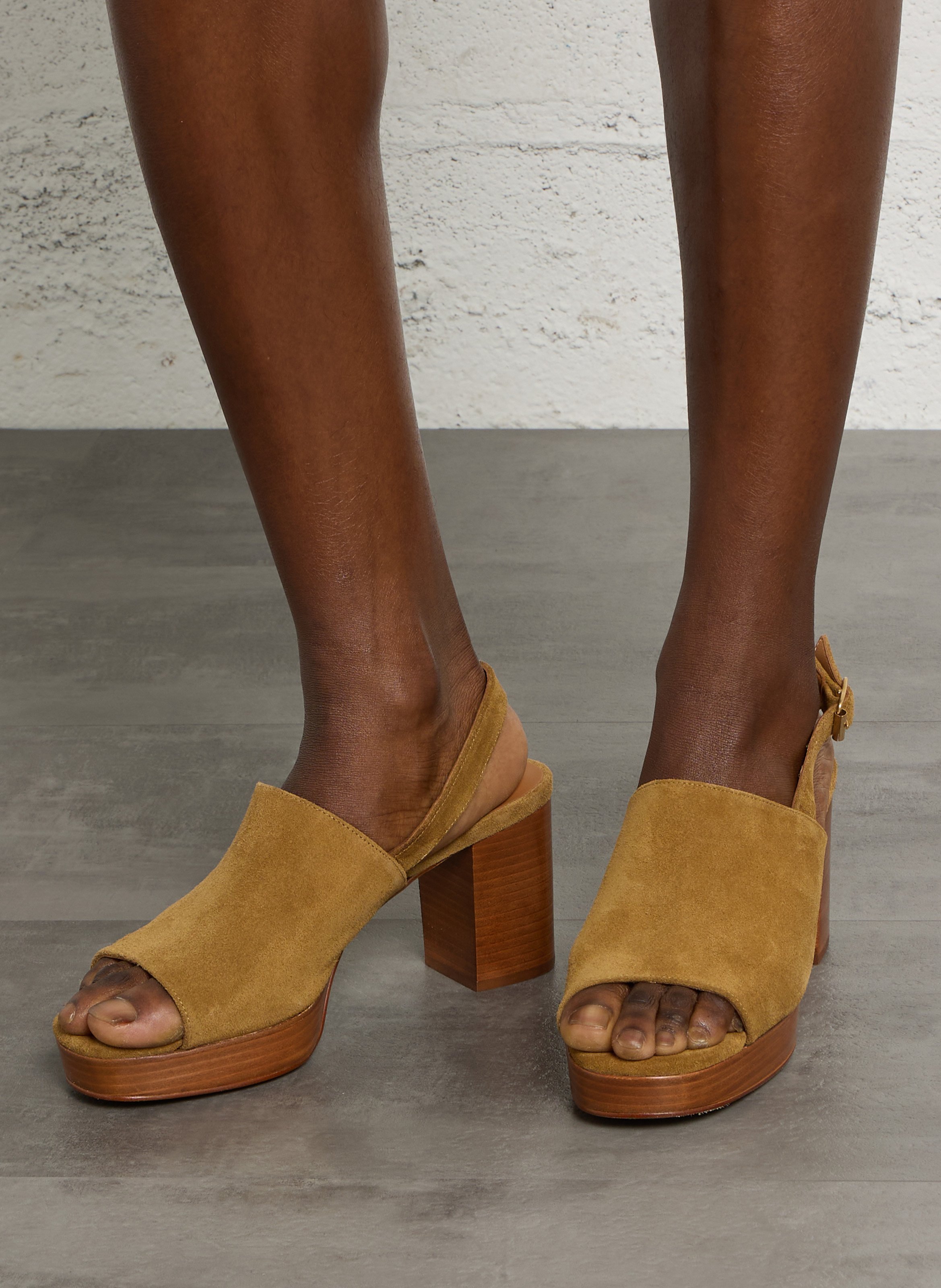 Sandales à talons en cuir velours n°446 RIVECOUR Marron