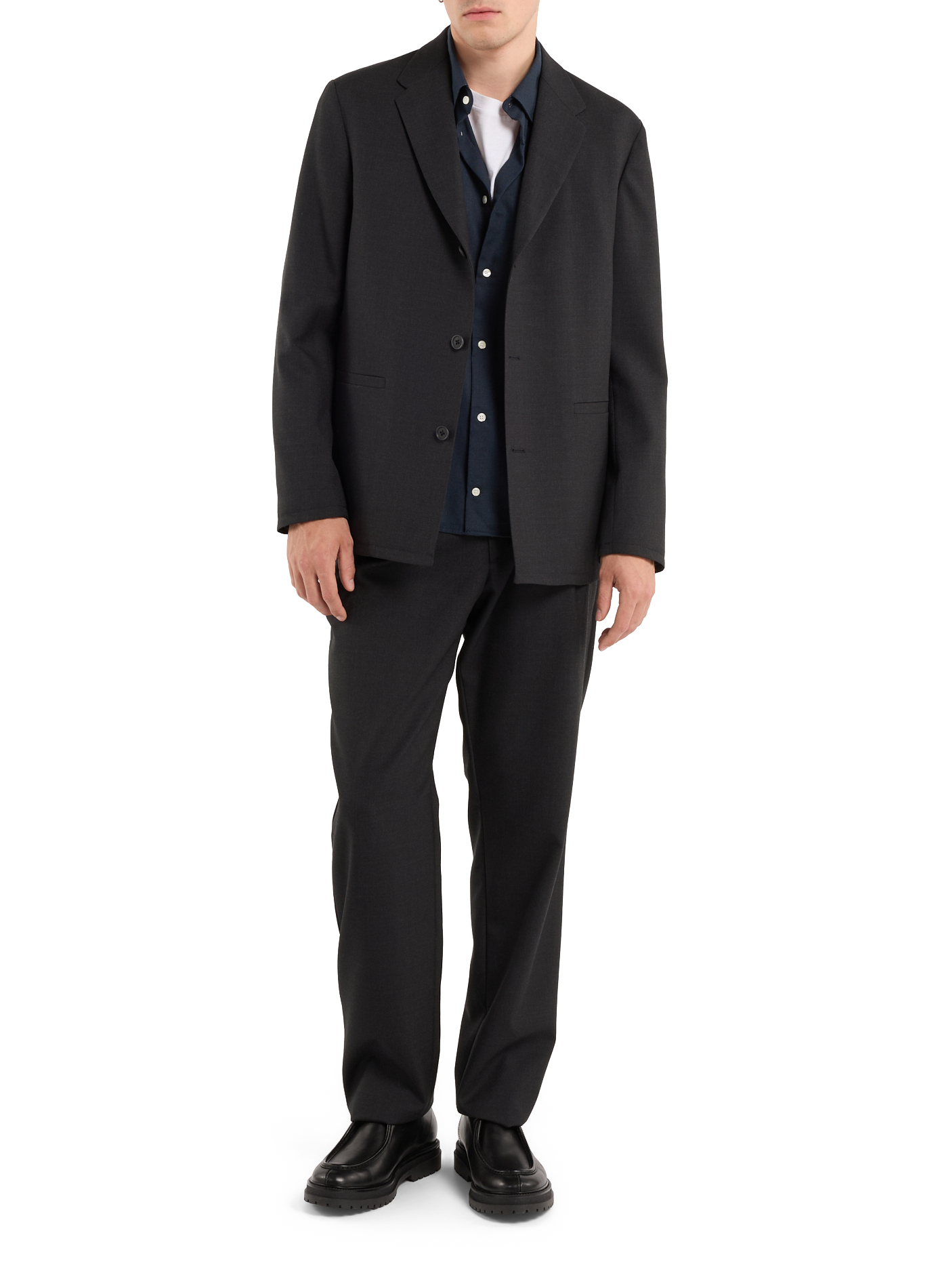 Solid wool straight suit jacket SAISON 1865 Grey