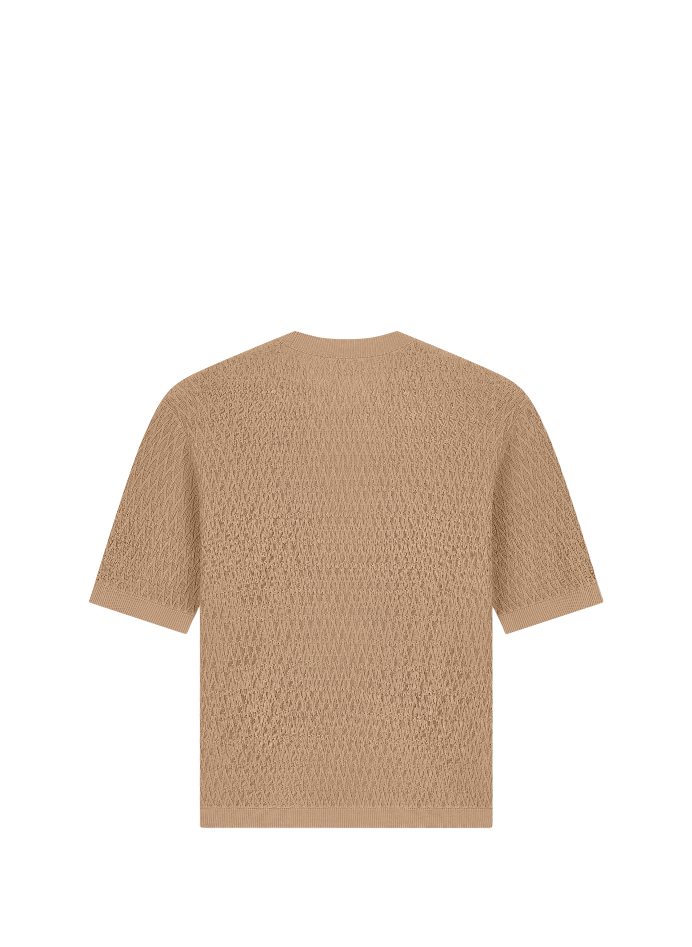 Short-sleeved chevron knit cotton sweater EMPORIO ARMANI Beige