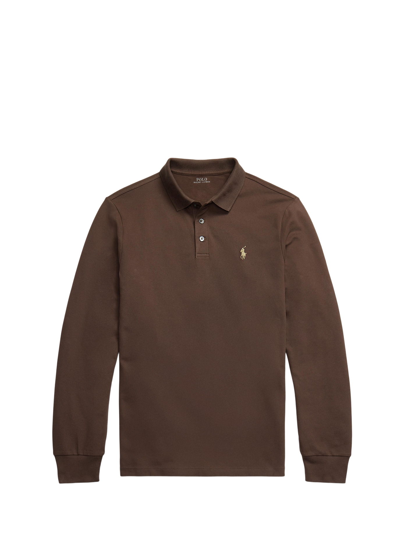 Polo manches longues à logo brodé en coton mélangé  Nutmeg brown c8663 smoke