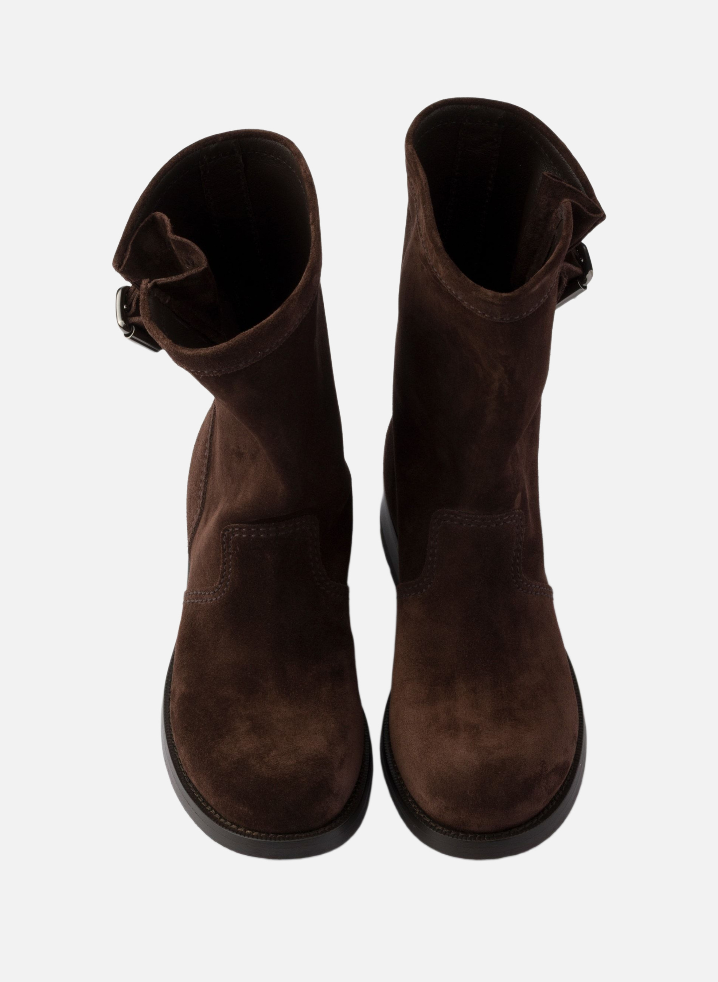 Bottes mi-mollet en veau velours PRADA Marron